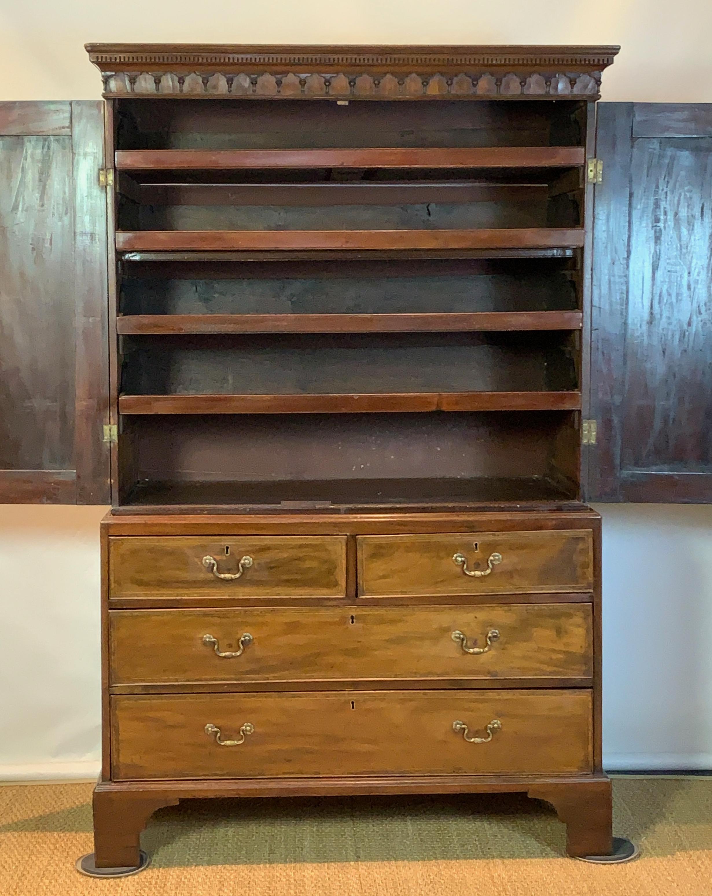 Early 19th Century English Mahogany Linen Press 4