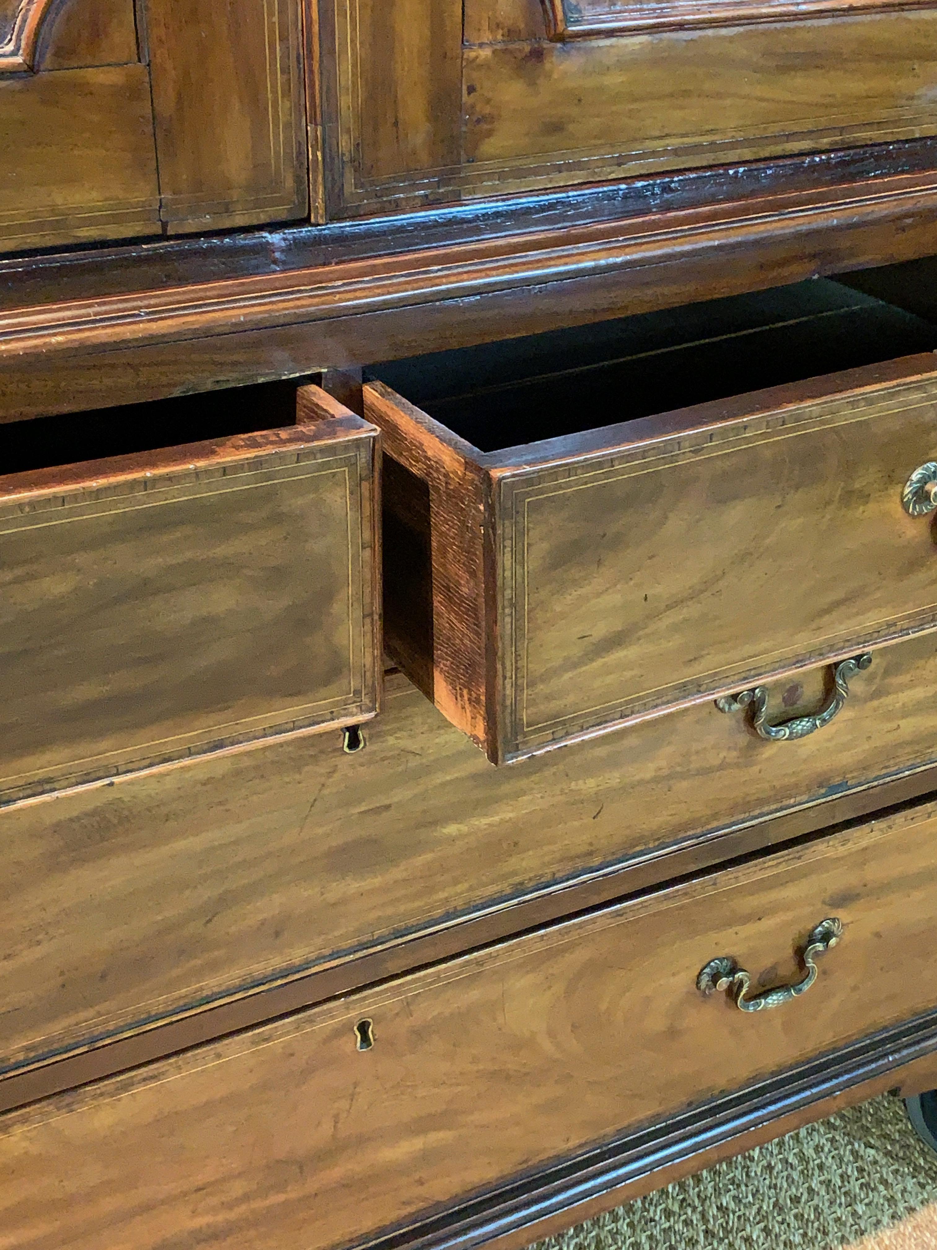 Early 19th Century English Mahogany Linen Press 5