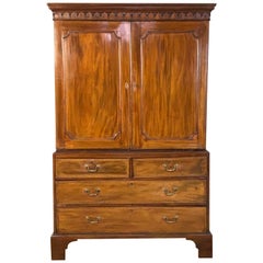 Early 19th Century English Mahogany Linen Press