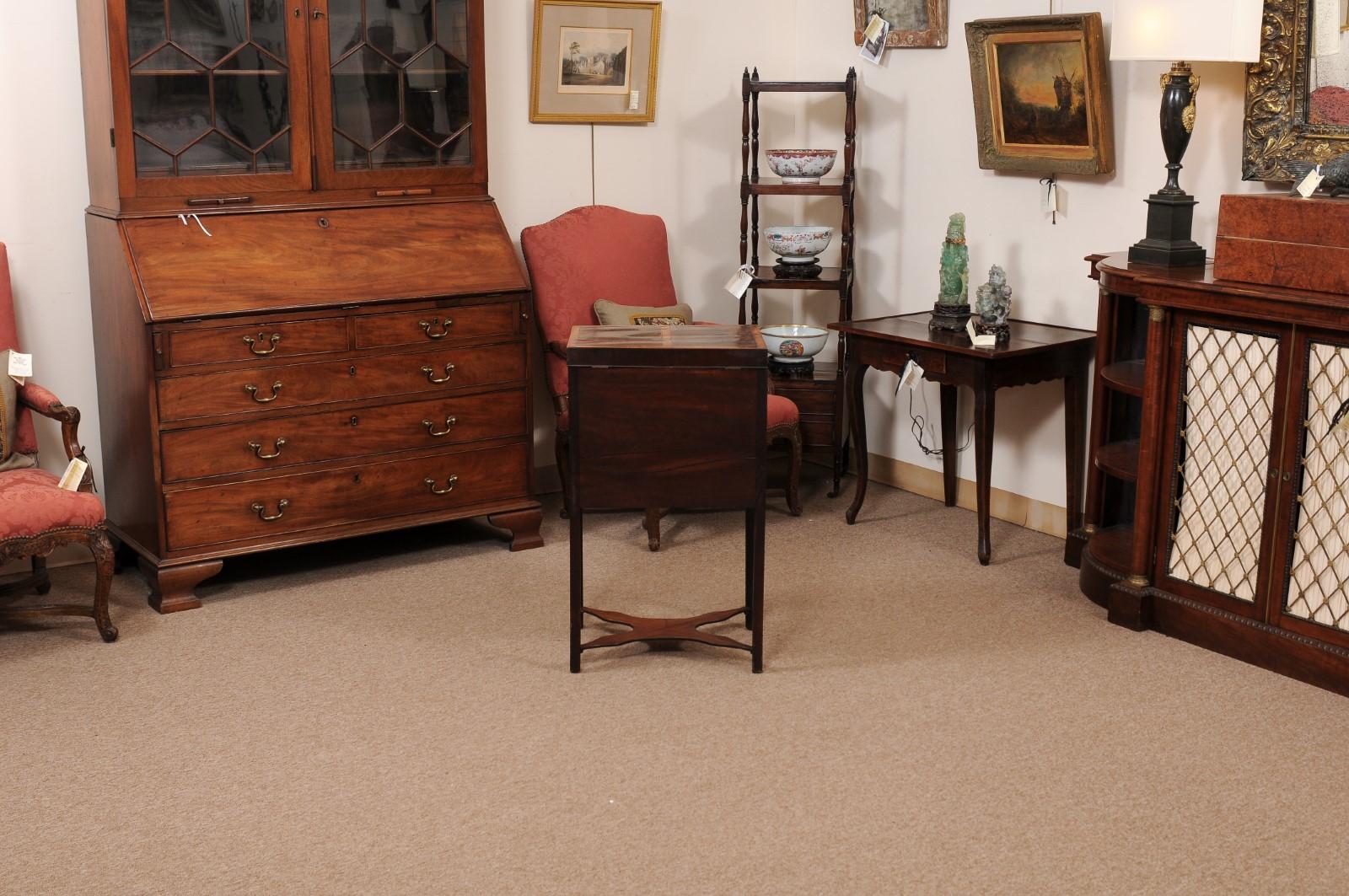 Early 19th Century English Mahogany Side Cabinet with Tamboor Door, Lift Top For Sale 10