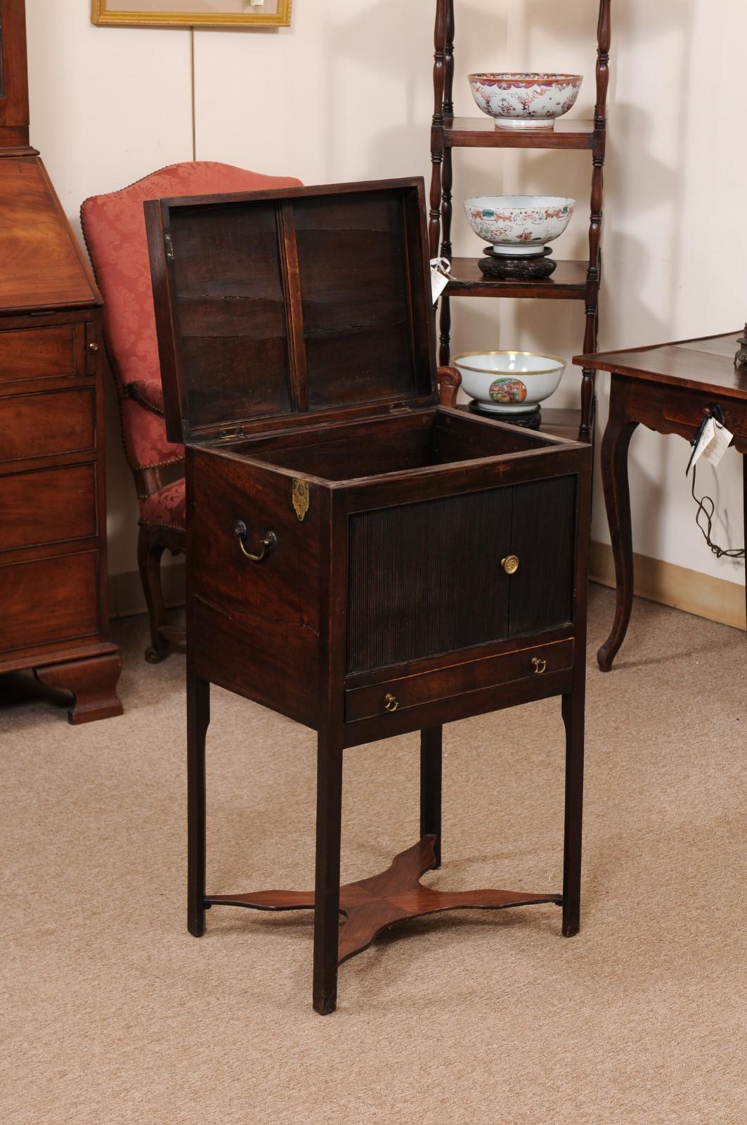 Early 19th Century English Mahogany Side Cabinet with Tamboor Door, Lift Top  For Sale 6