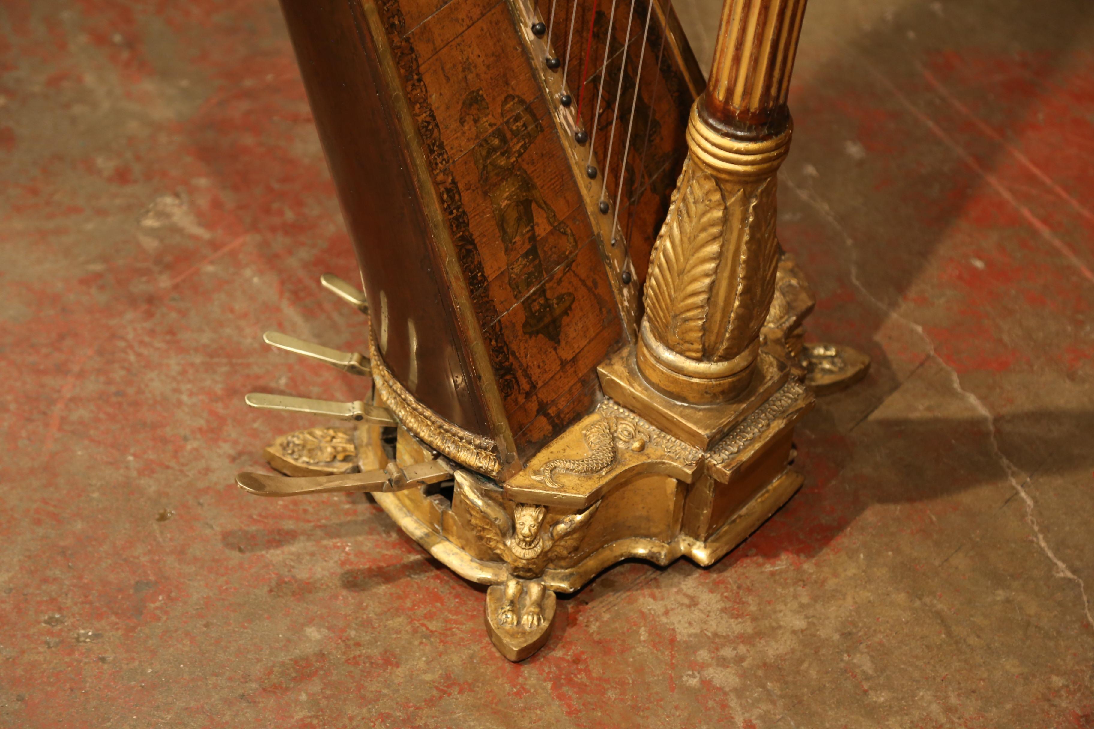 Early 19th Century English Maple and Gilt Bronze Double-Action Harp by J. Erat 2