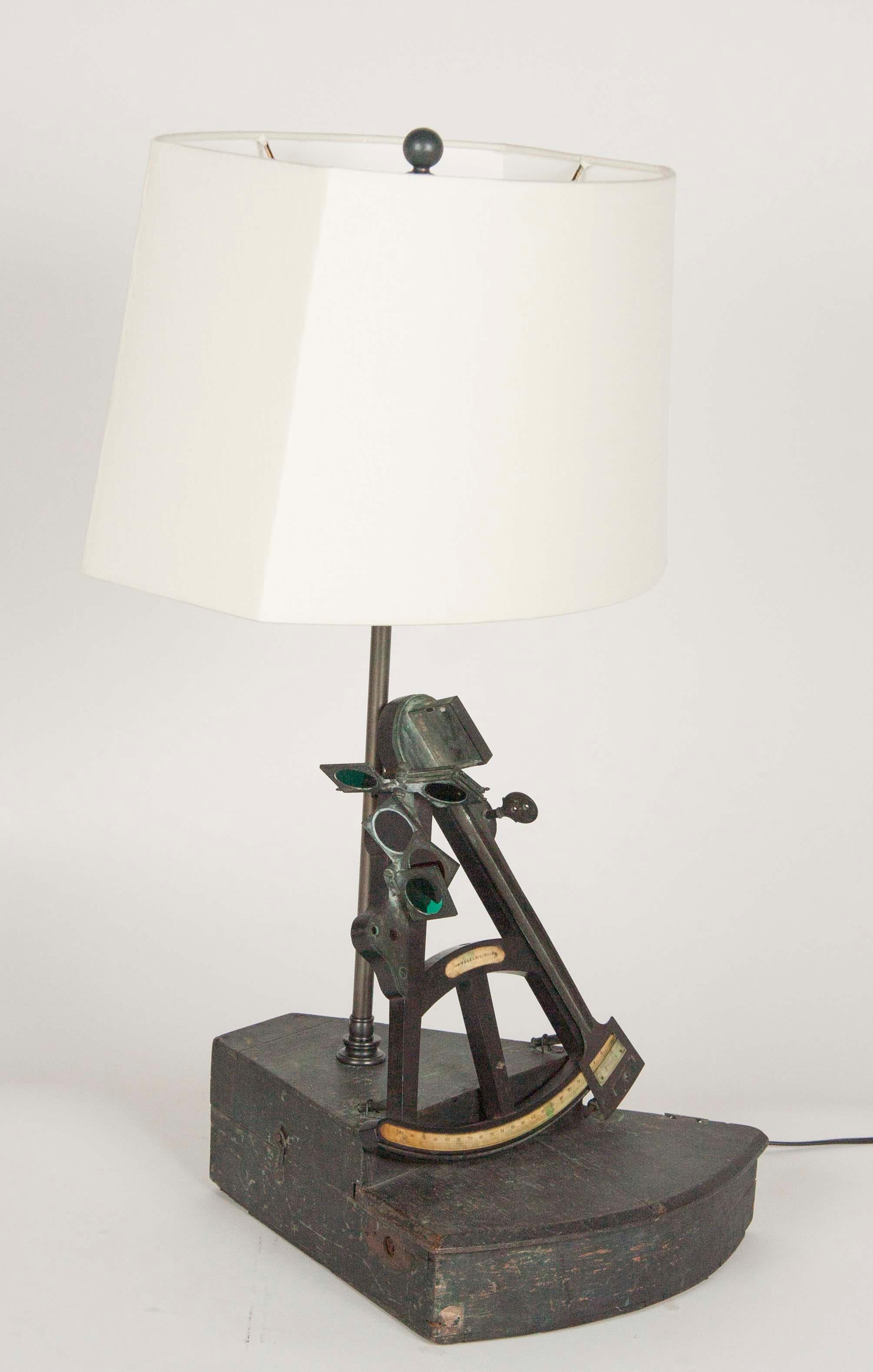 Early 19th Century English Maritime Octant now as Table Lamp In Good Condition In Stamford, CT