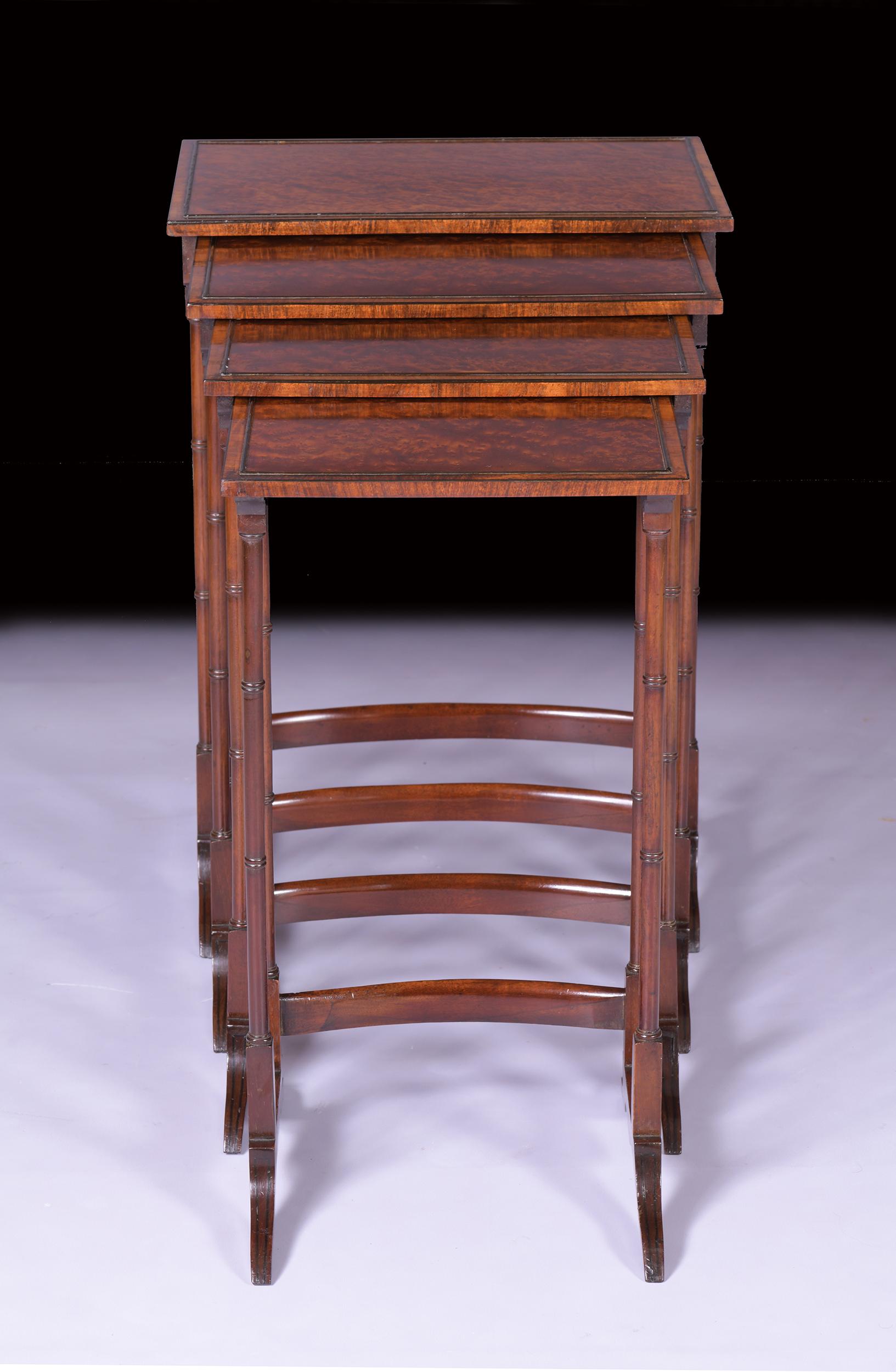 Englischer Nest der Amboyna-Quarette-Tische aus dem frühen 19. Jahrhundert im Zustand „Gut“ im Angebot in Dublin, IE