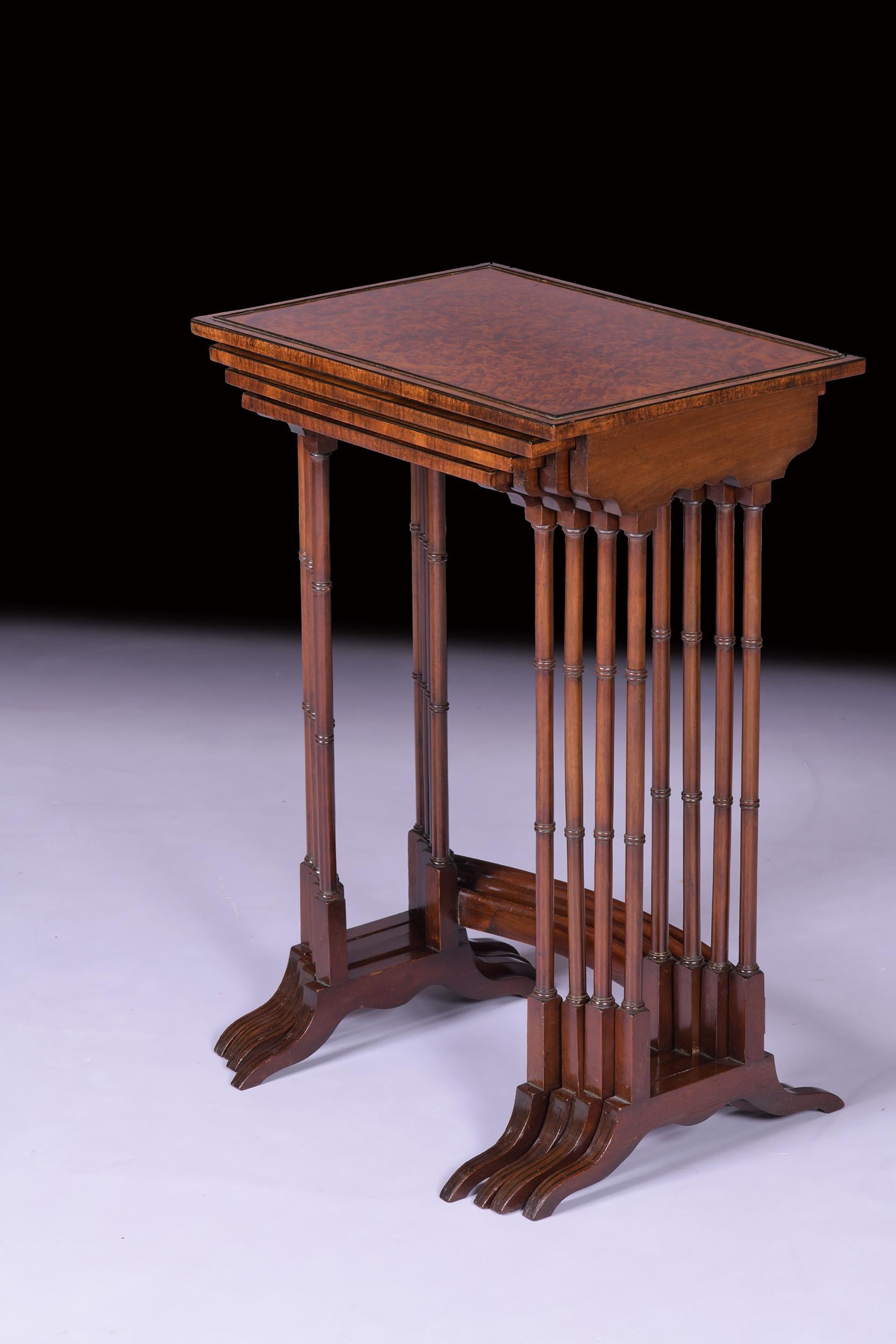 Early 19th Century English Nest of Amboyna Quartette Tables For Sale 1