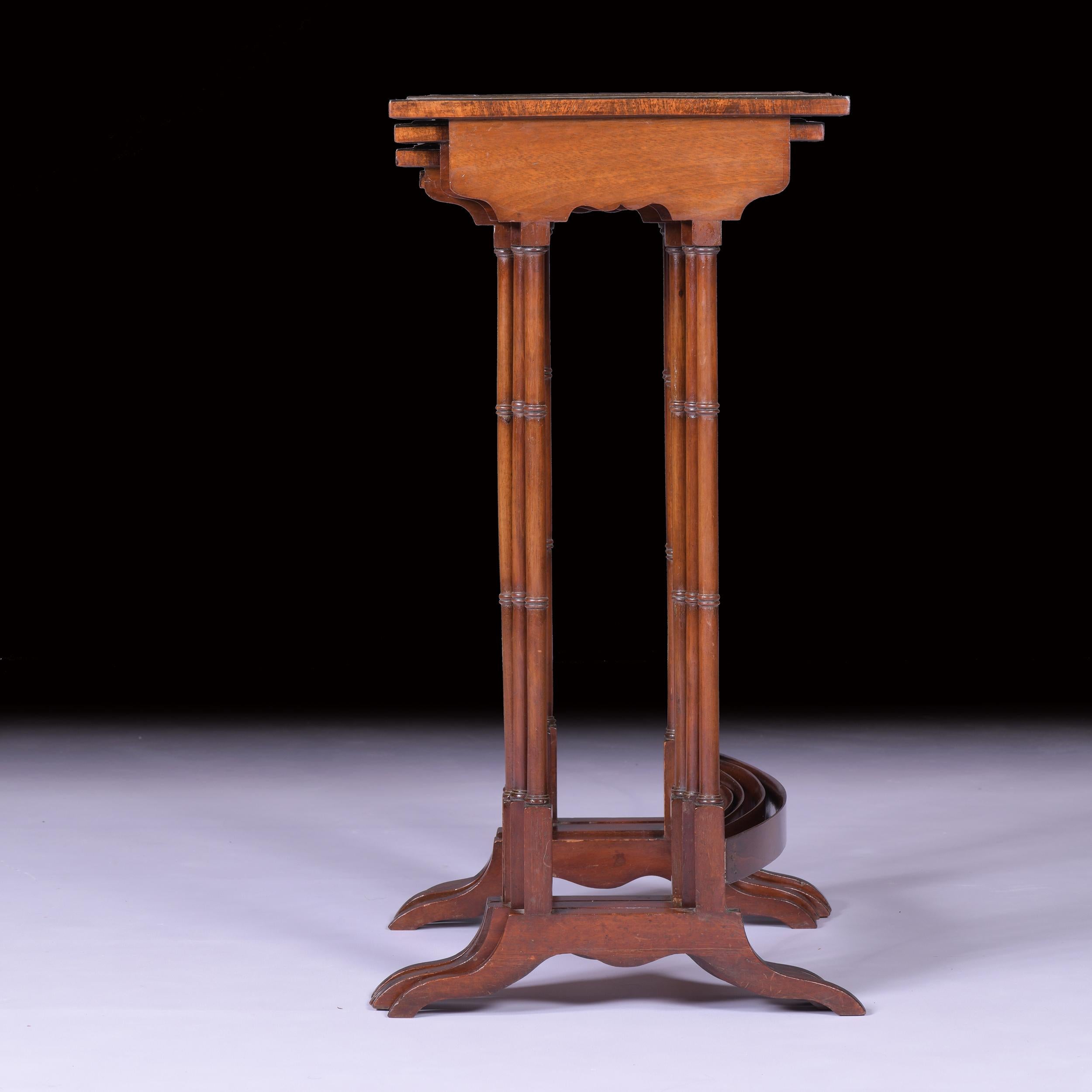 Early 19th Century English Nest of Amboyna Quartette Tables For Sale 2