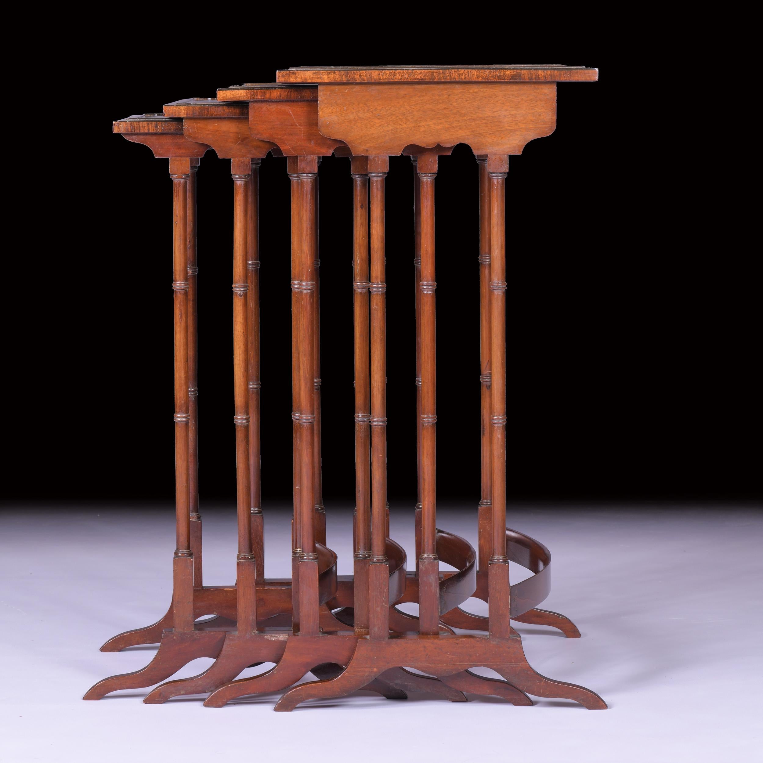 Early 19th Century English Nest of Amboyna Quartette Tables For Sale 3