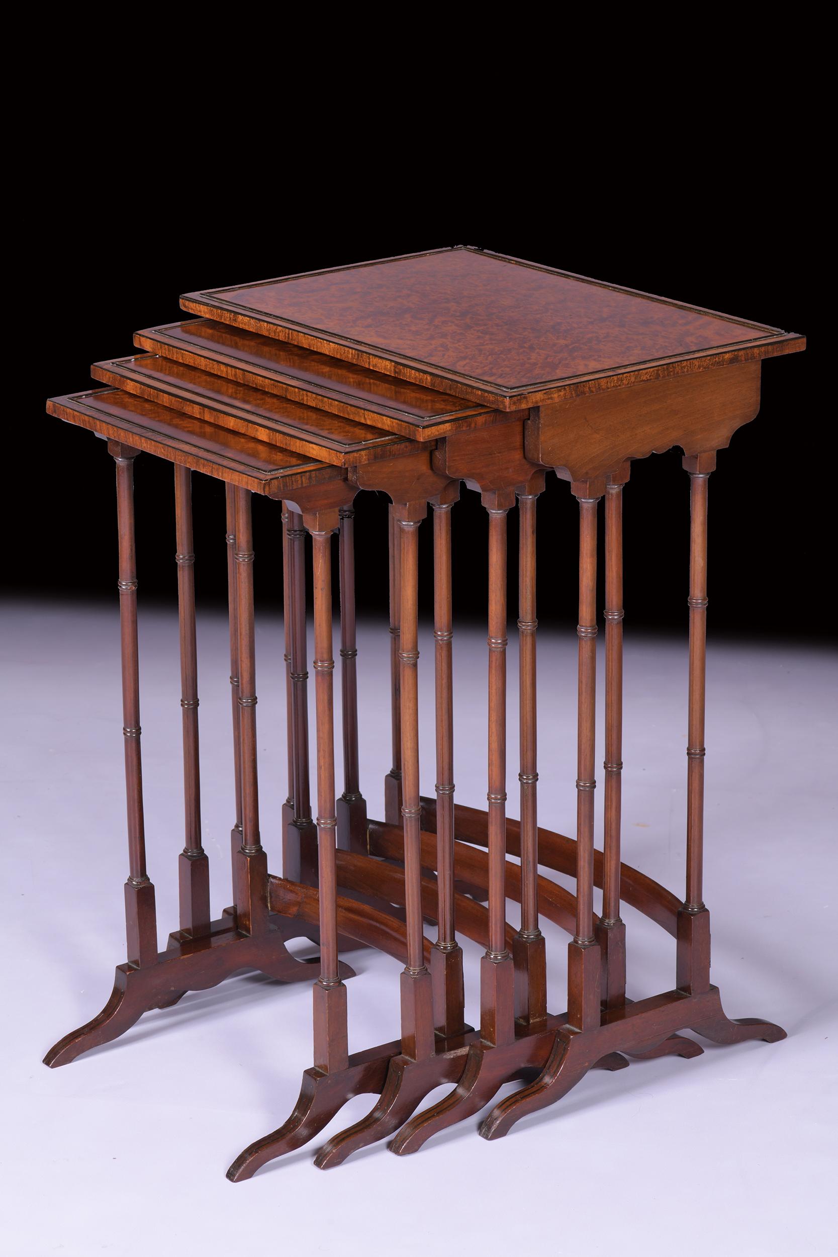 Early 19th Century English Nest of Amboyna Quartette Tables For Sale 5