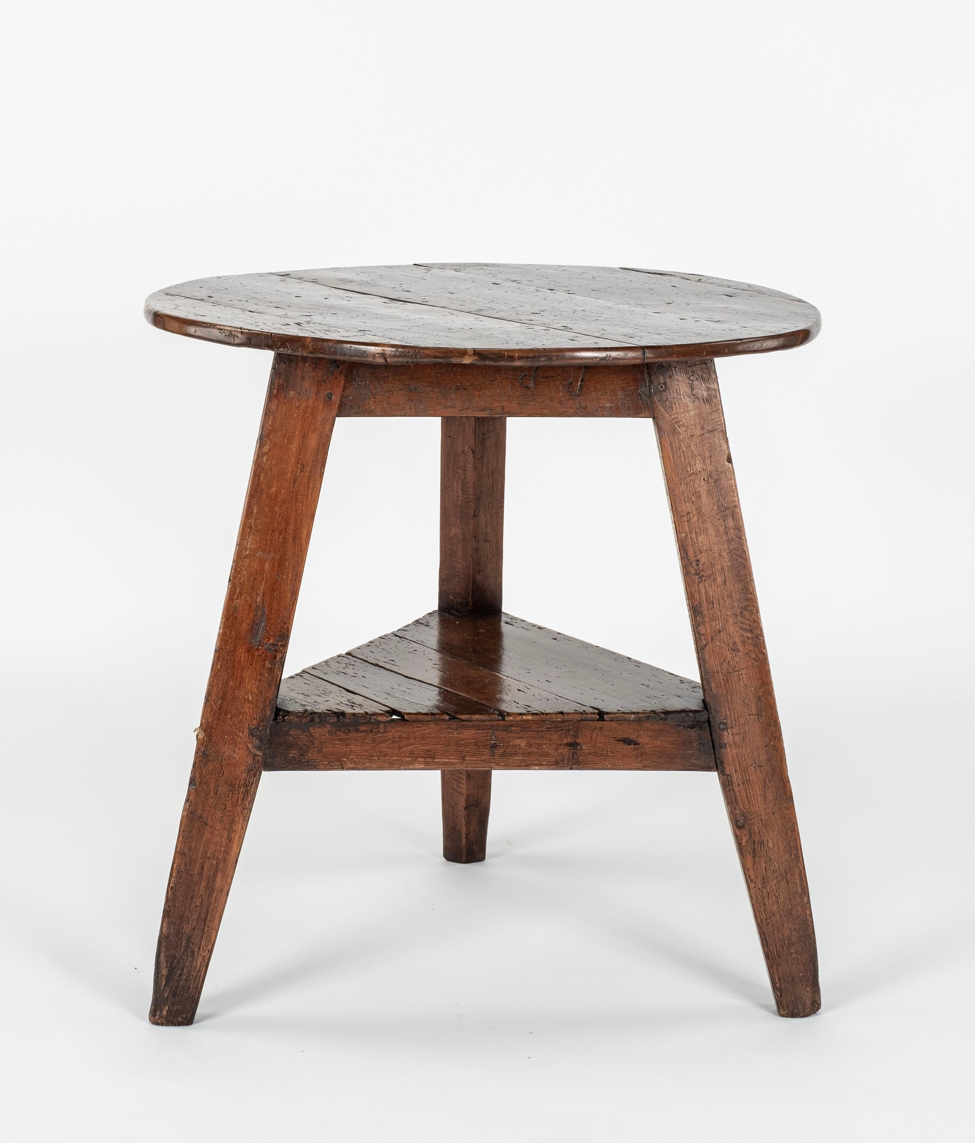 Georgian Early 19th Century English Oak Cricket Table For Sale
