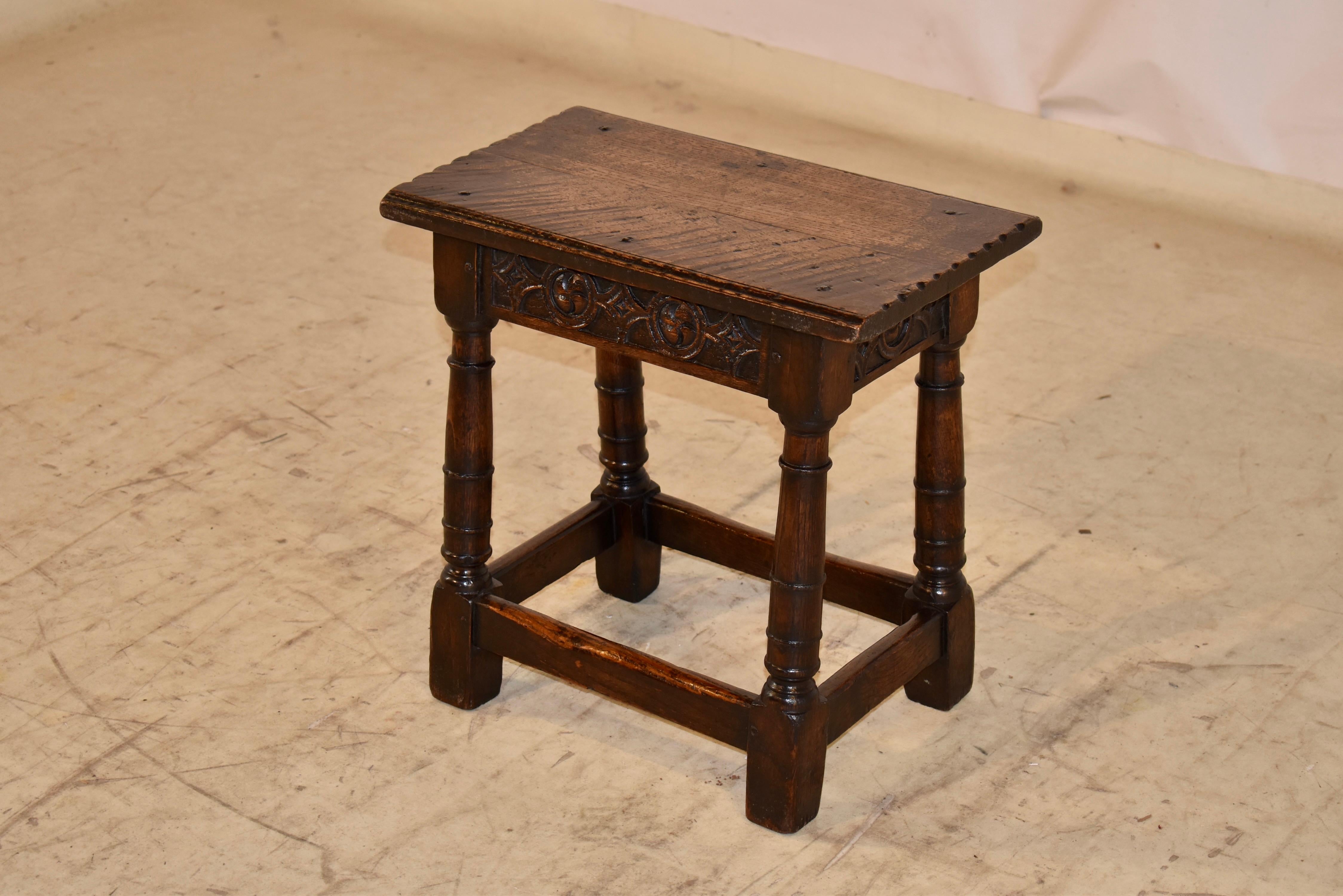 Georgian Early 19th Century English Oak Joint Stool For Sale