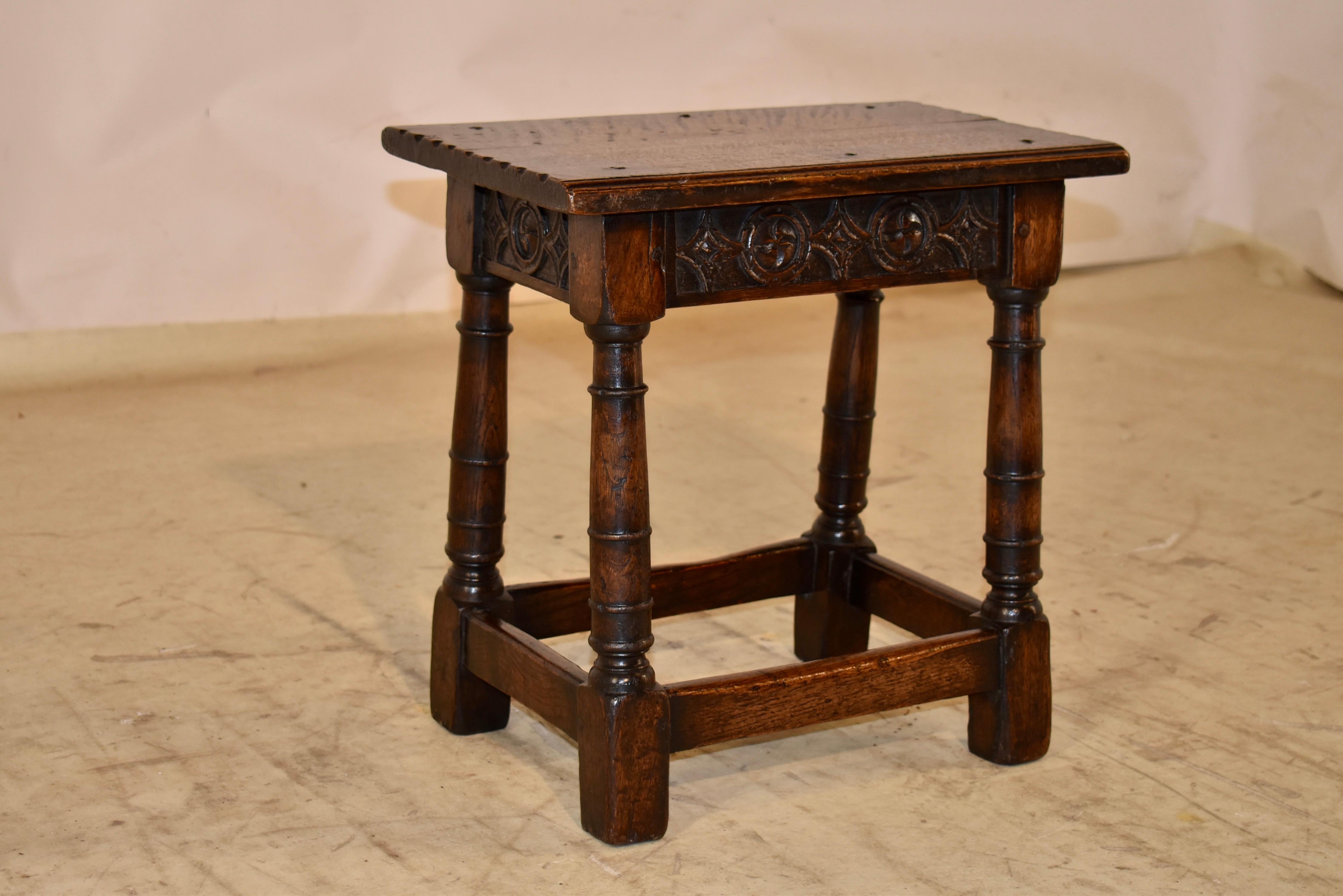 Early 19th Century English Oak Joint Stool For Sale 1