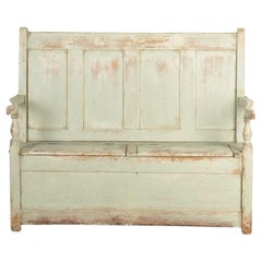 Early 19th Century, English, Painted Pine Settle
