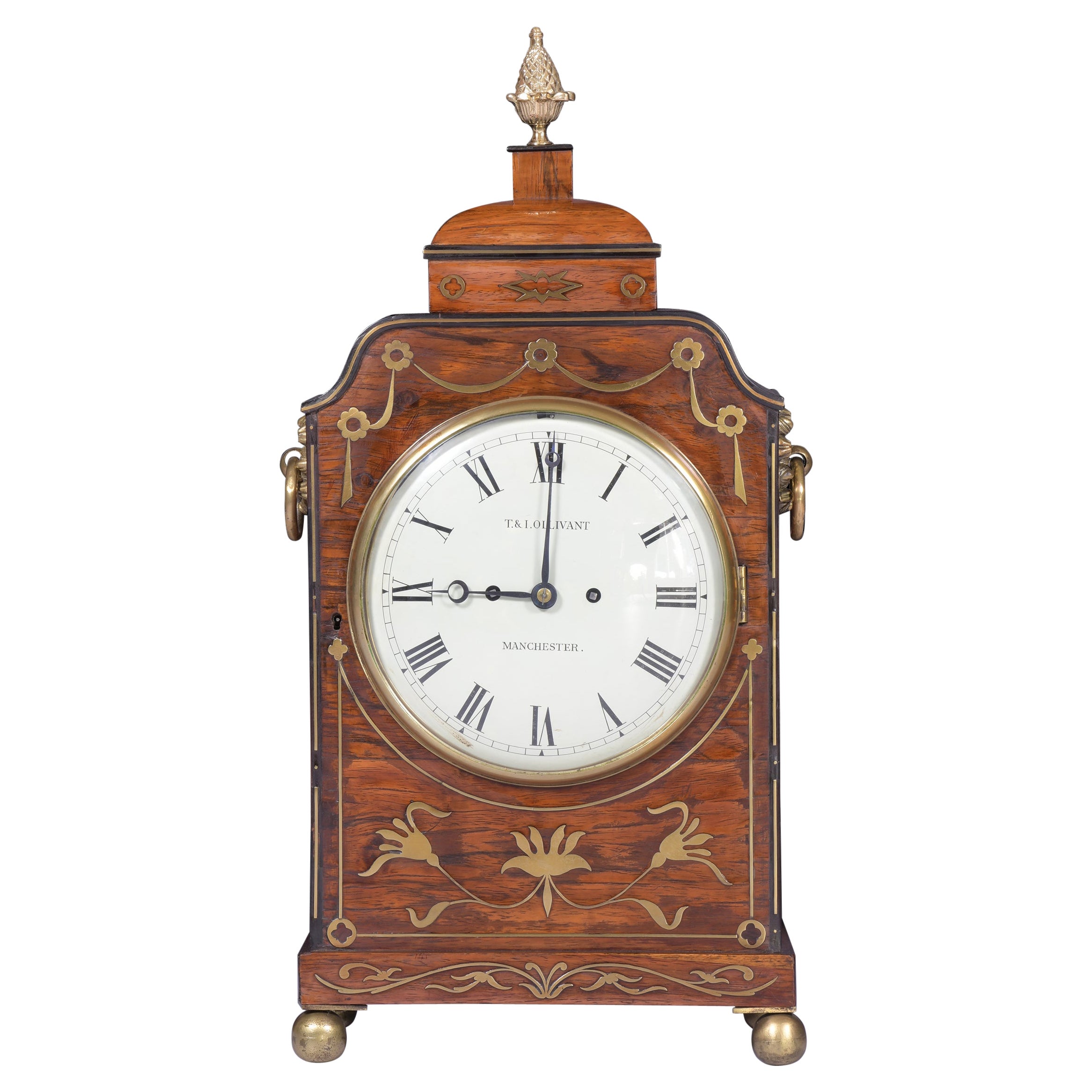 Horloge à chevalet Regency anglaise du début du XIXe siècle par T. & J. Ollivant