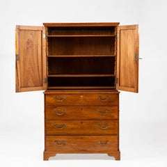 Early 19th Century English Regency Campaign Linen Press in Camphor Wood