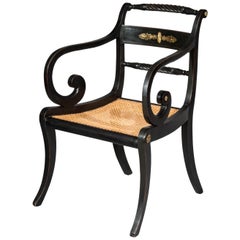 Early 19th Century English Regency Caned Klismos Desk Chair