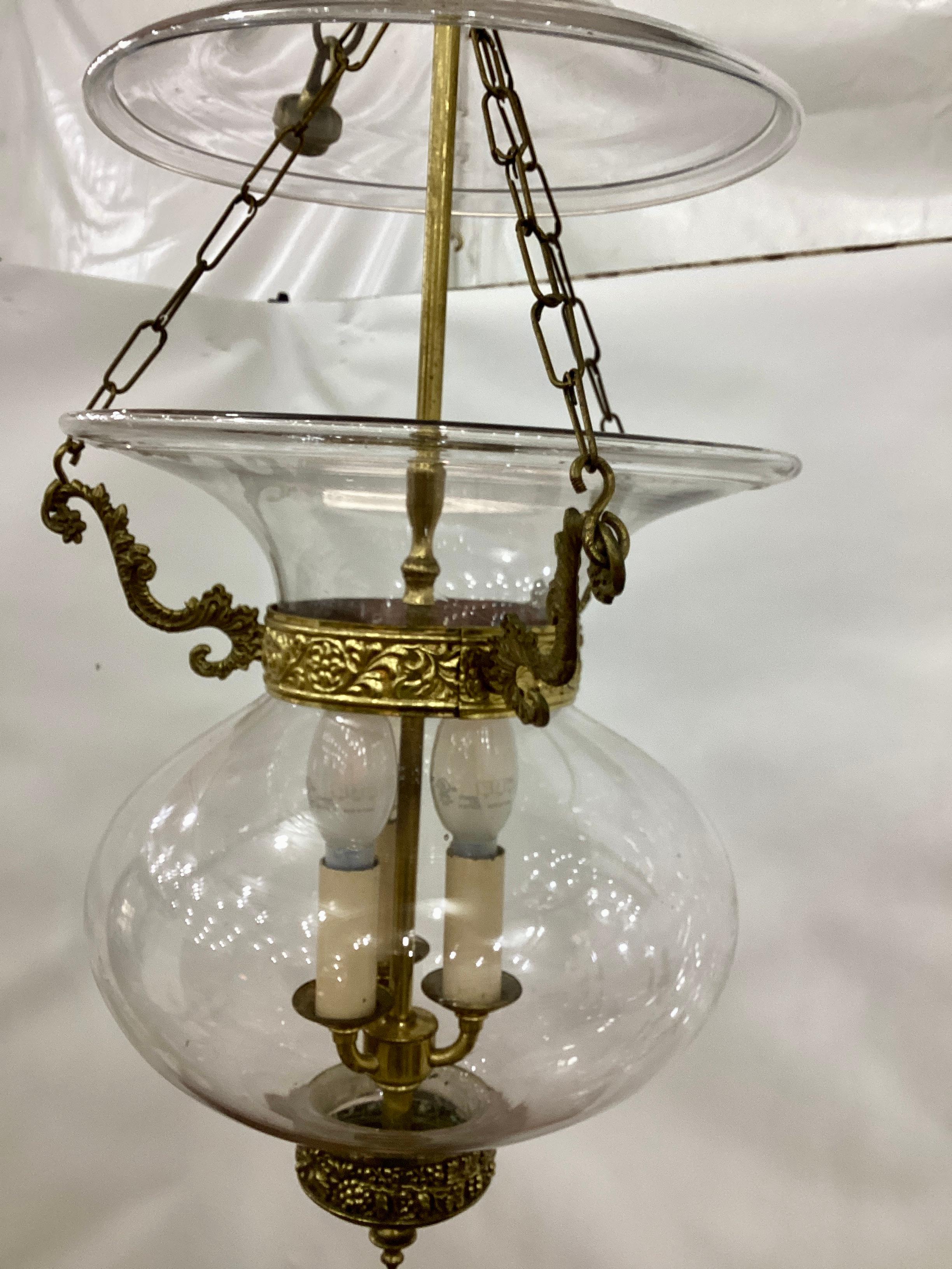 Early 19th Century English Regency Clear Glass Bell Jar Lantern  For Sale 1