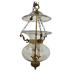 Used Early 19th Century English Regency Clear Glass Bell Jar Lantern 