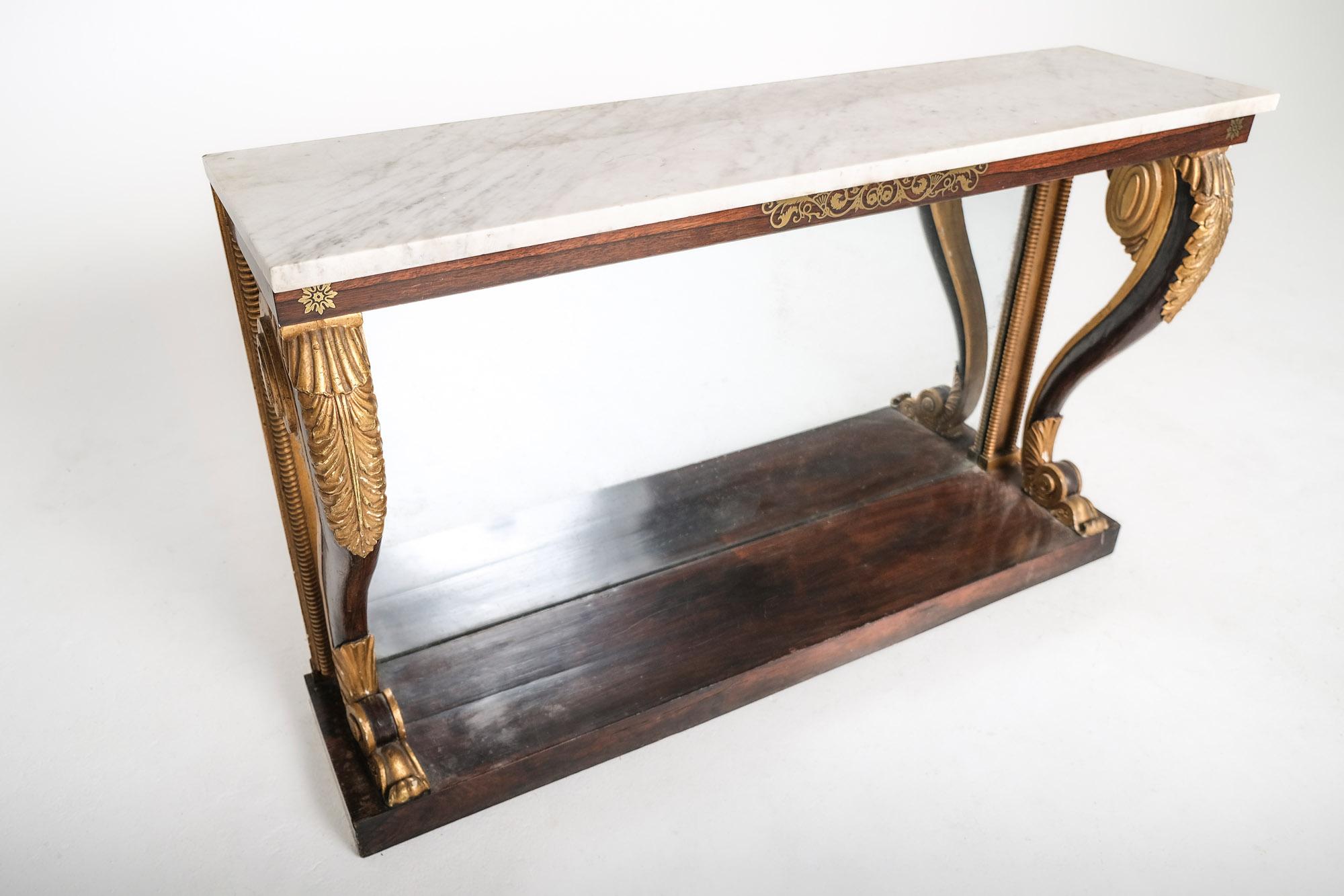 Neoclassical Early 19th Century English Regency Console Table with Marble Top For Sale