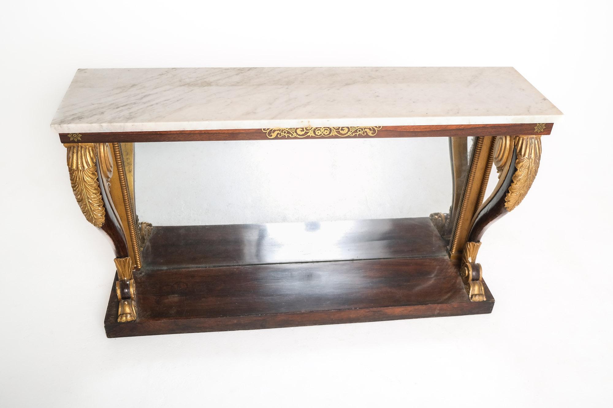 Early 19th Century English Regency Console Table with Marble Top In Good Condition For Sale In Los Angeles, CA