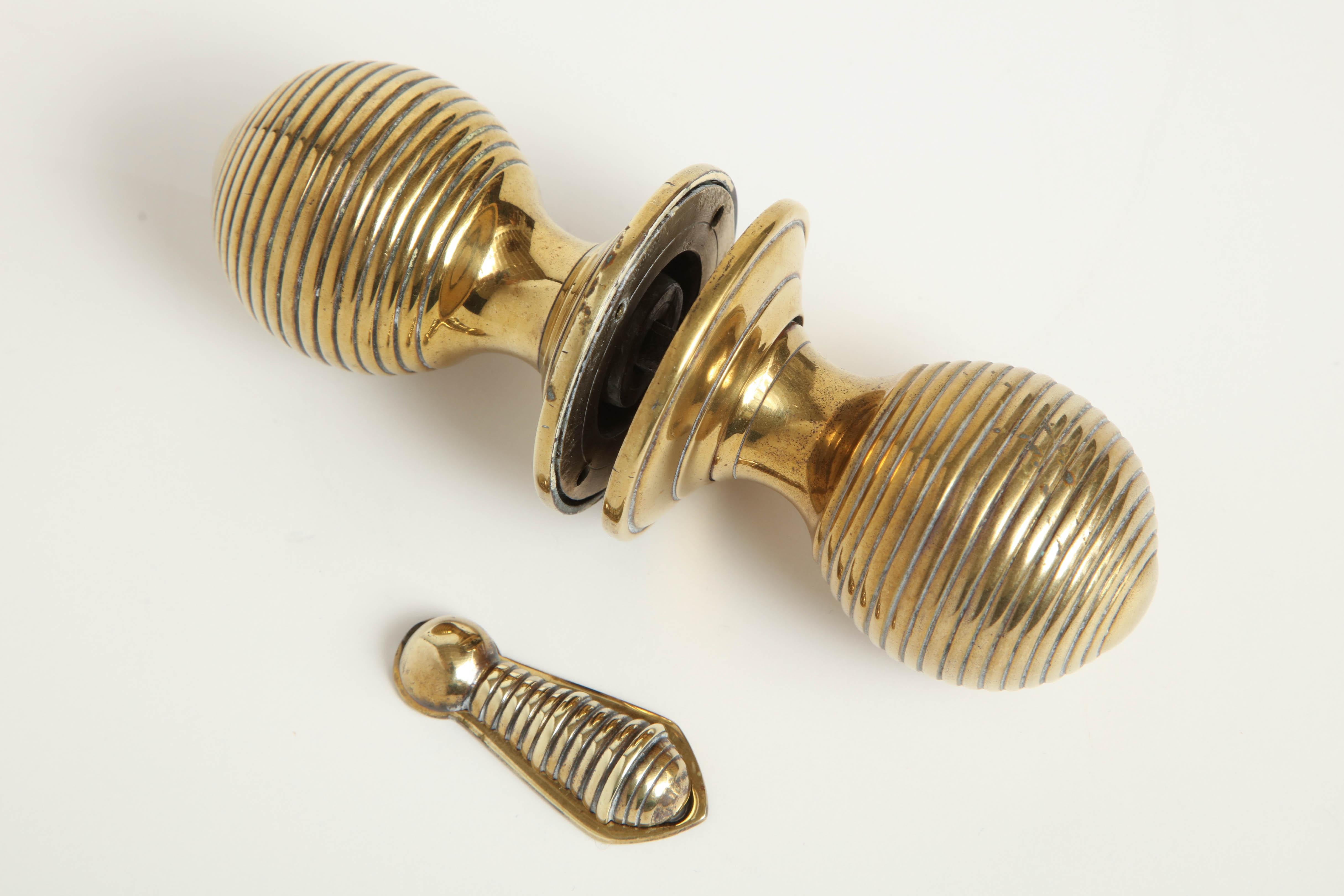 Pair of early 19th century English Regency door Knobs with Escutcheon and cover.