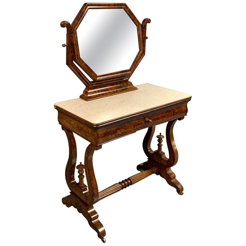 Early 19th Century English Regency Dressing Table with Original Marble