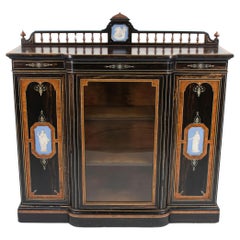 Early 19th Century English Regency Greek Revival Calamander + Jasperware Cabinet
