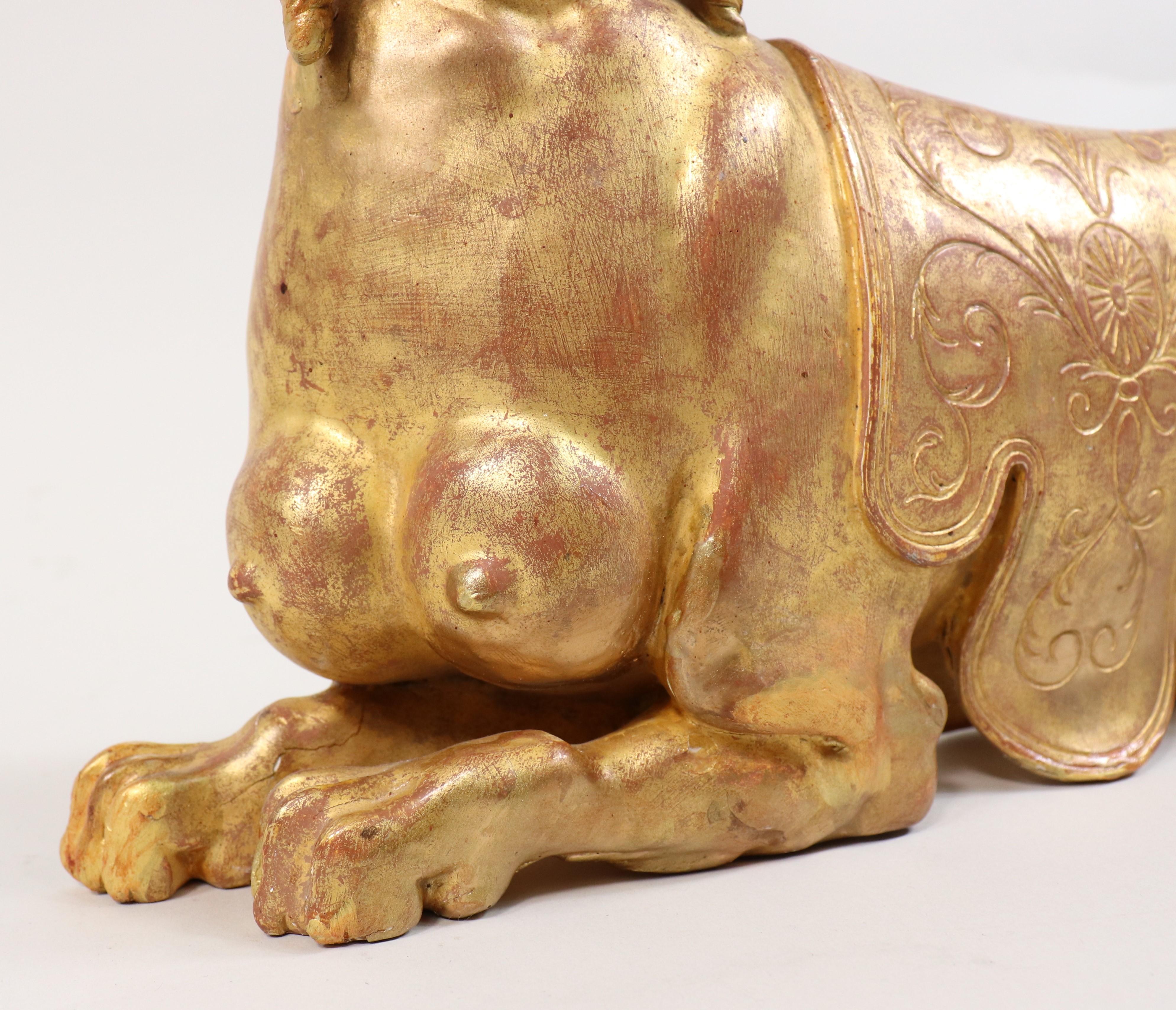 Gesso Early 19th Century English Regency Greek Revival Gilt Carving of a Sphinx For Sale