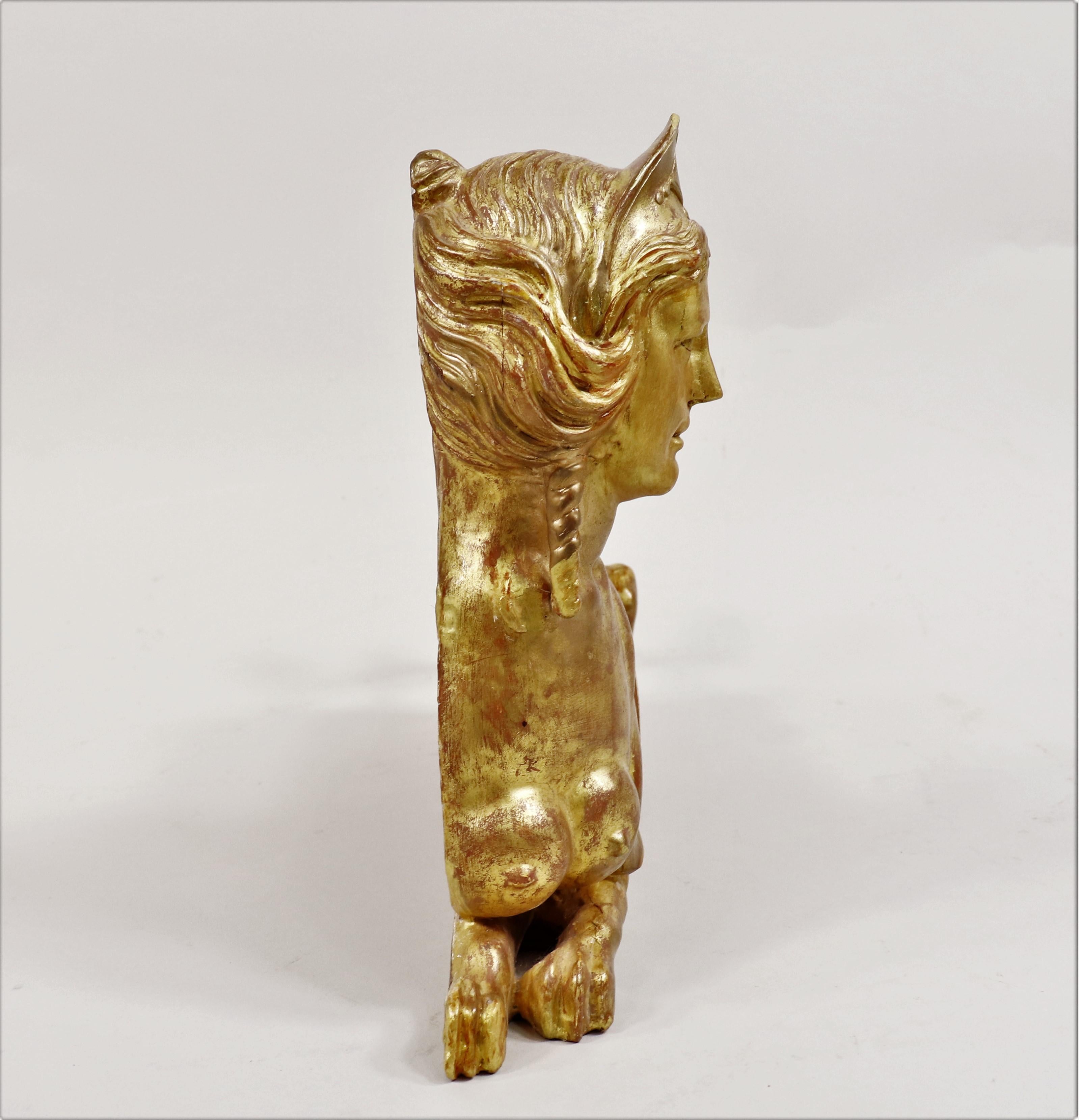 Early 19th Century English Regency Greek Revival Gilt Carving of a Sphinx For Sale 4