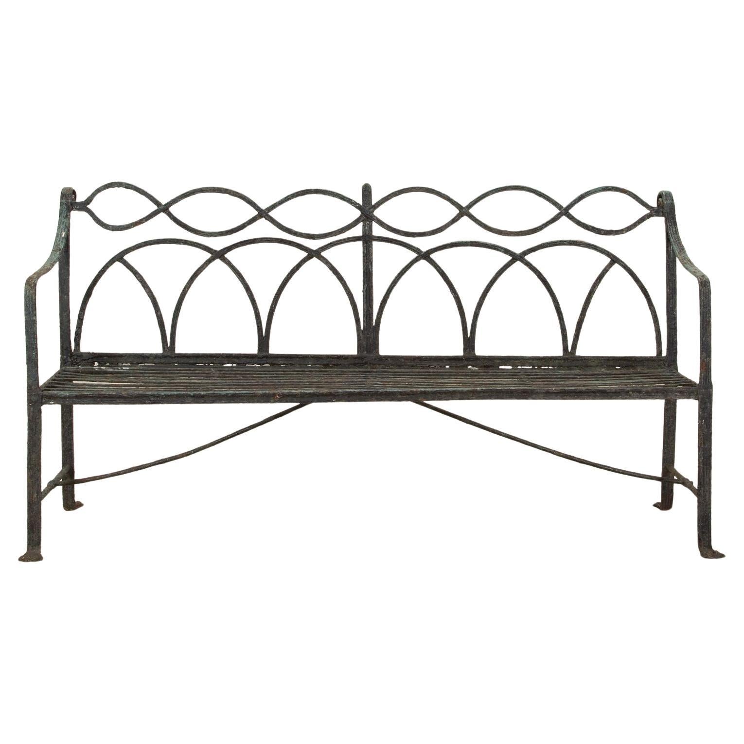 Banc en fer Regency anglais du début du 19e siècle
