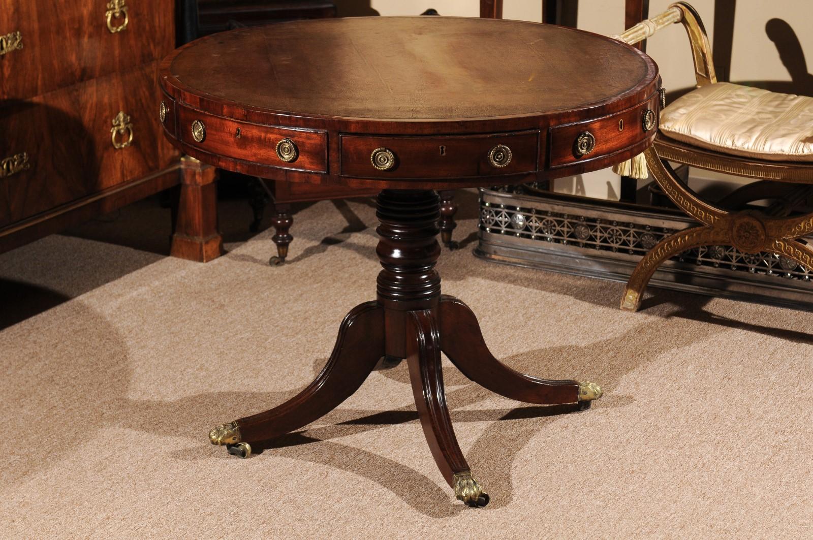 Early 19th Century English Regency Mahogany Drum Table 2