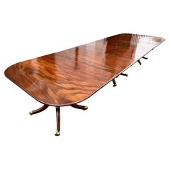 Early 19th Century English Regency Mahogany Three Pedestal Dining Table