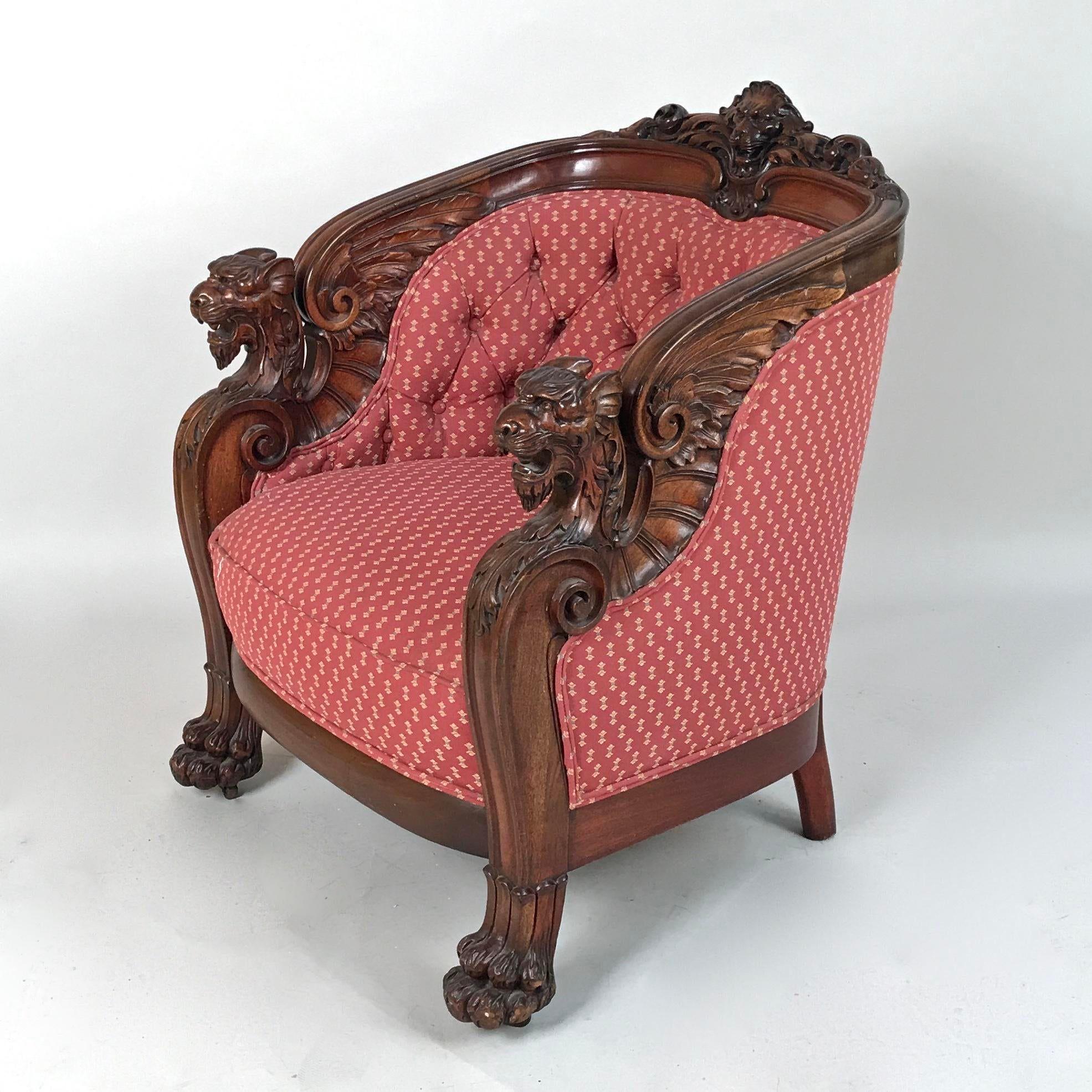 Early 19th Century English Regency Mahogany Tub Chair Armchair For Sale 1