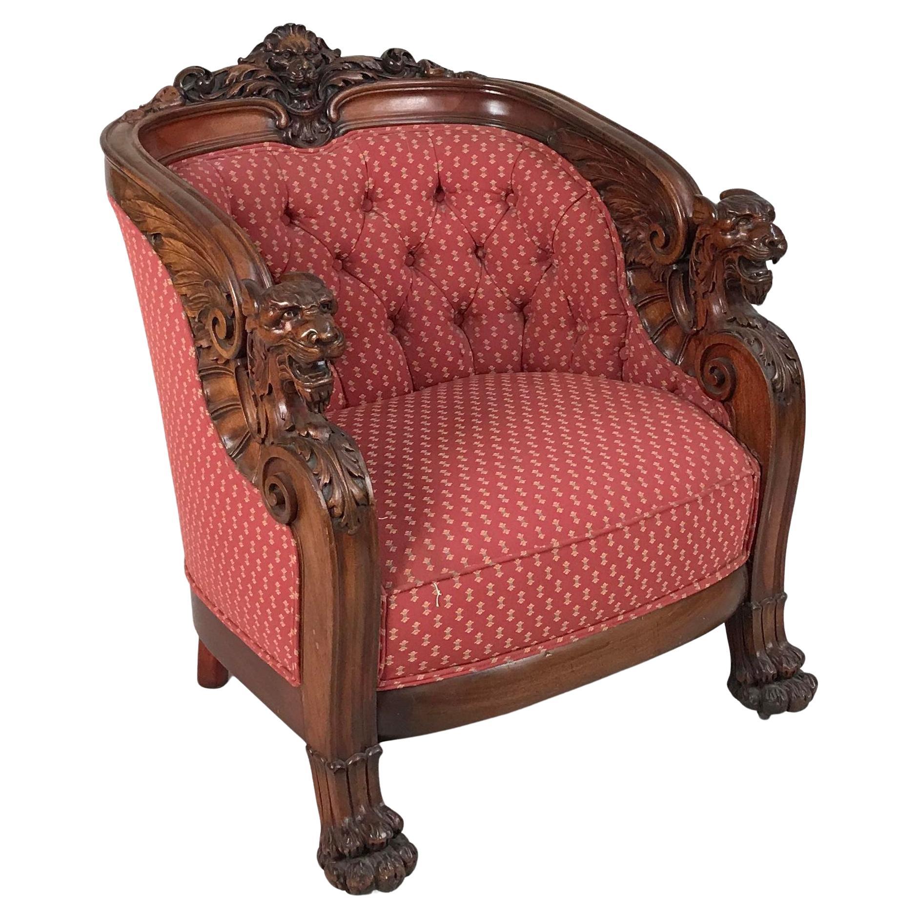 Early 19th Century English Regency Mahogany Tub Chair Armchair For Sale