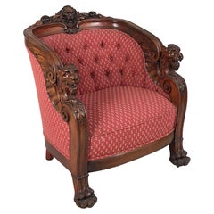 Early 19th Century English Regency Mahogany Tub Chair Armchair