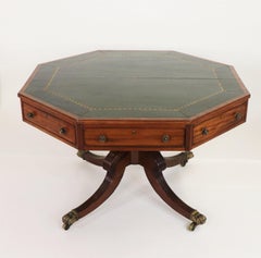 Early 19th Century English Regency Octagonal Drum Table with Tooled Leather Top