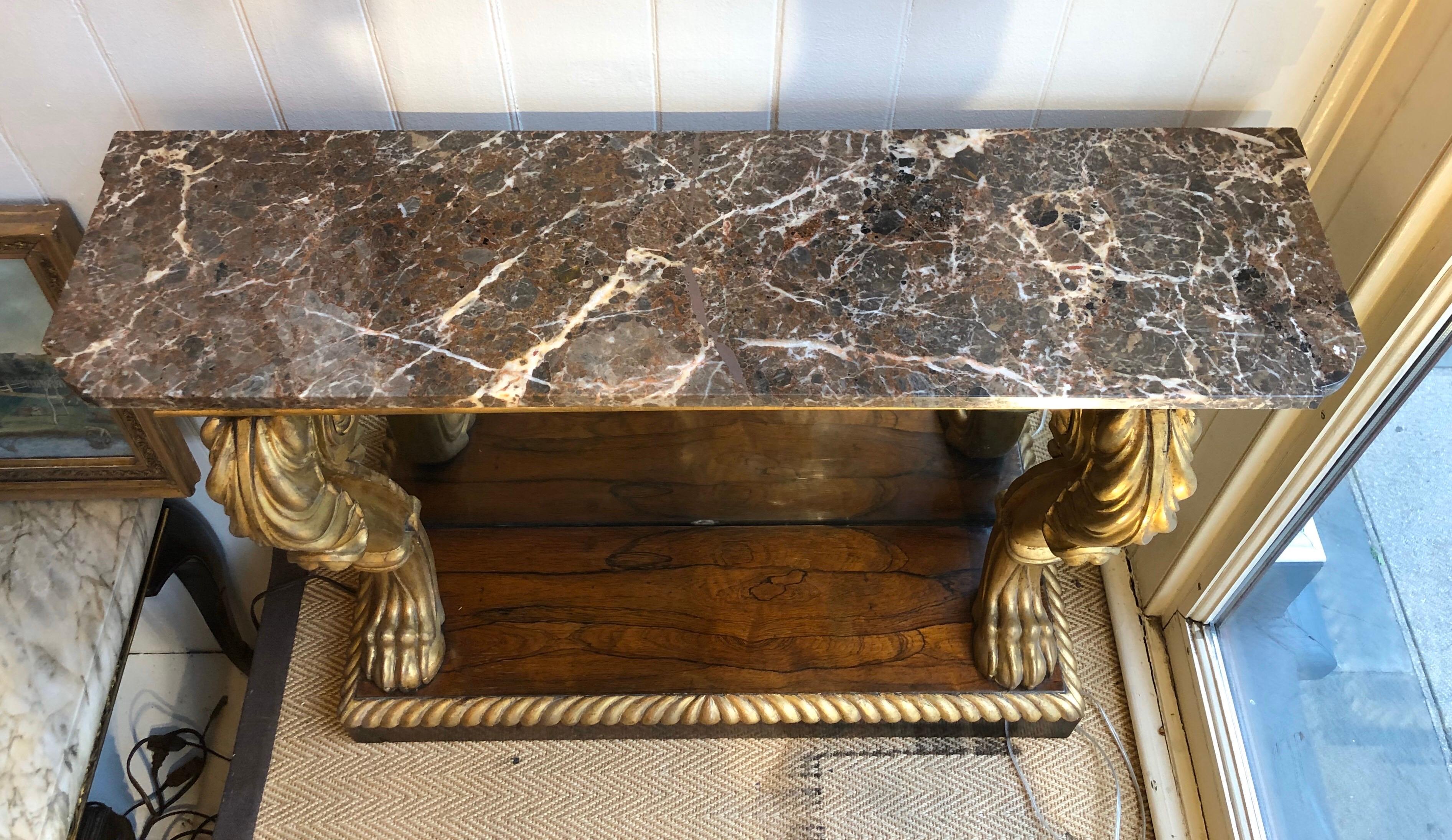 Early 19th Century English Regency Parcel-Gilt Console with Marble Top 6