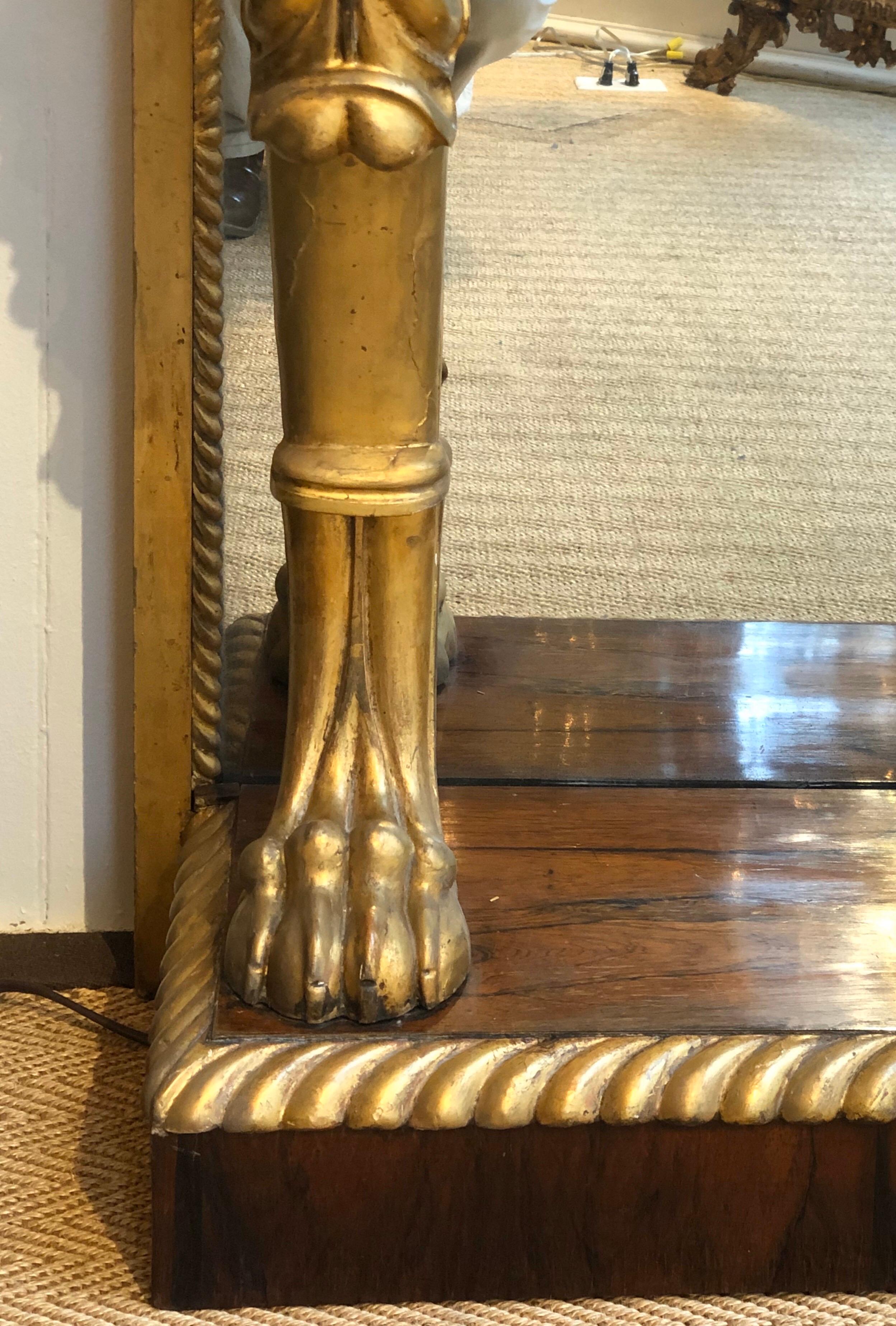 Veneer Early 19th Century English Regency Parcel-Gilt Console with Marble Top