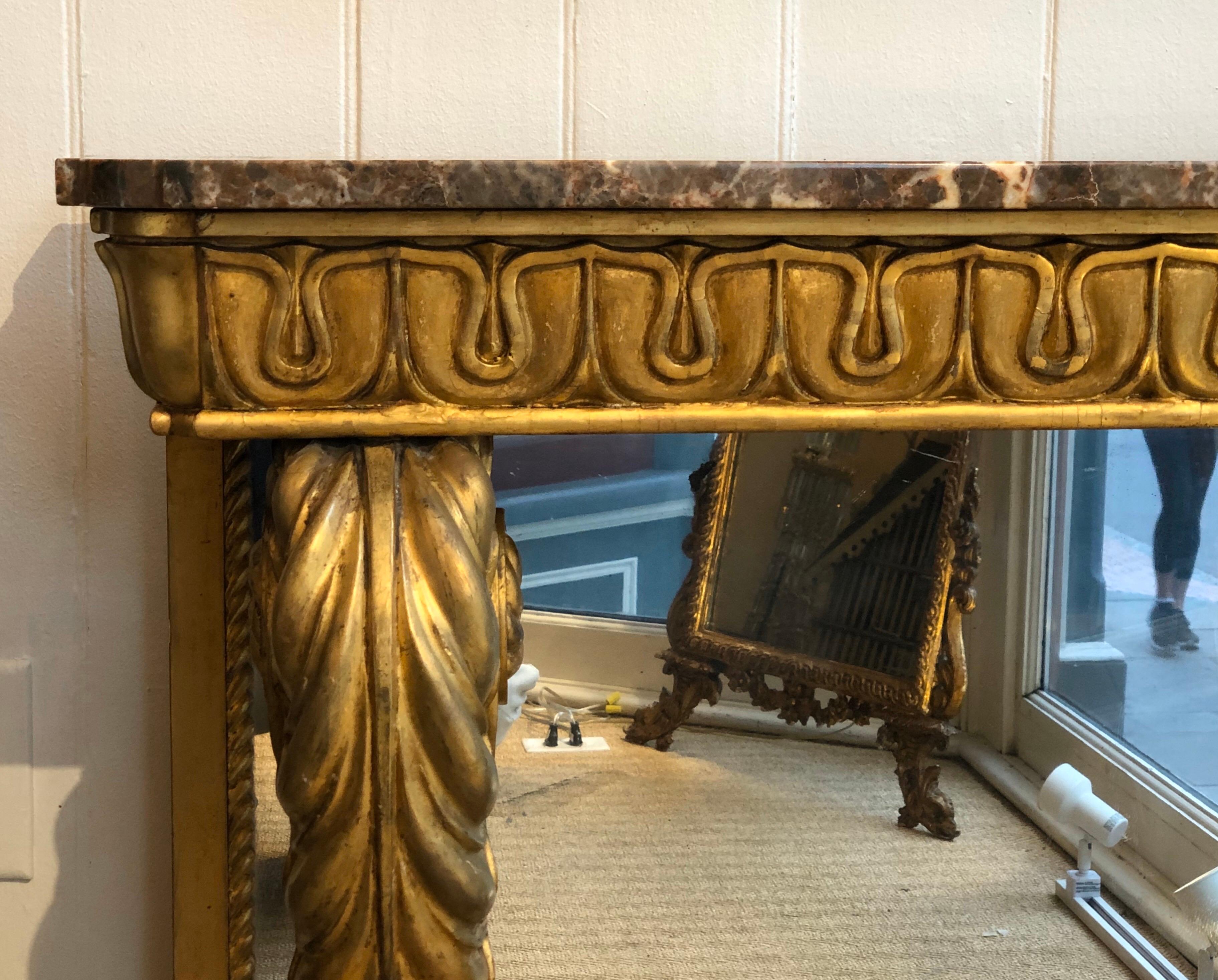 Early 19th Century English Regency Parcel-Gilt Console with Marble Top In Good Condition In Charleston, SC