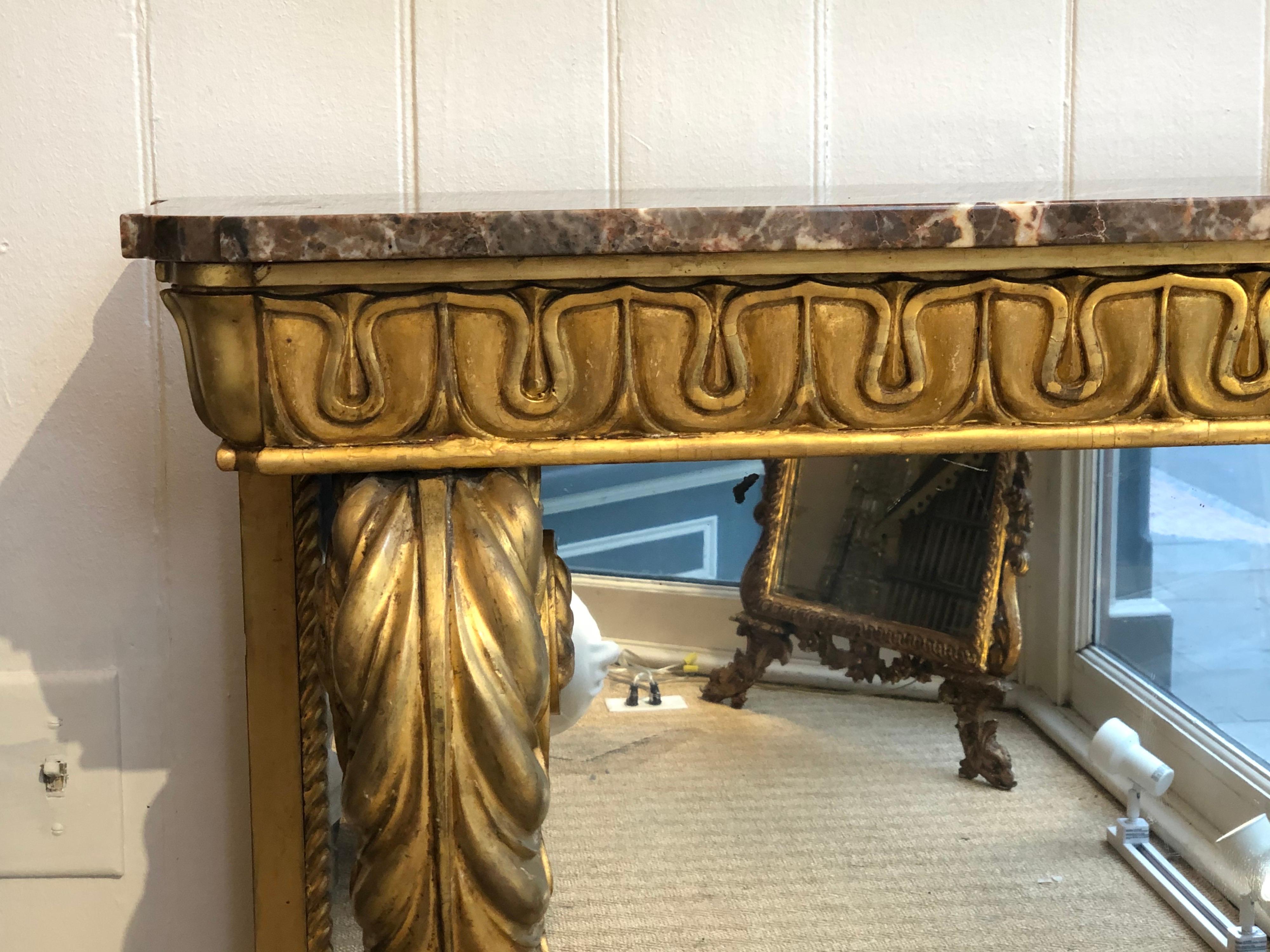Early 19th Century English Regency Parcel-Gilt Console with Marble Top 1
