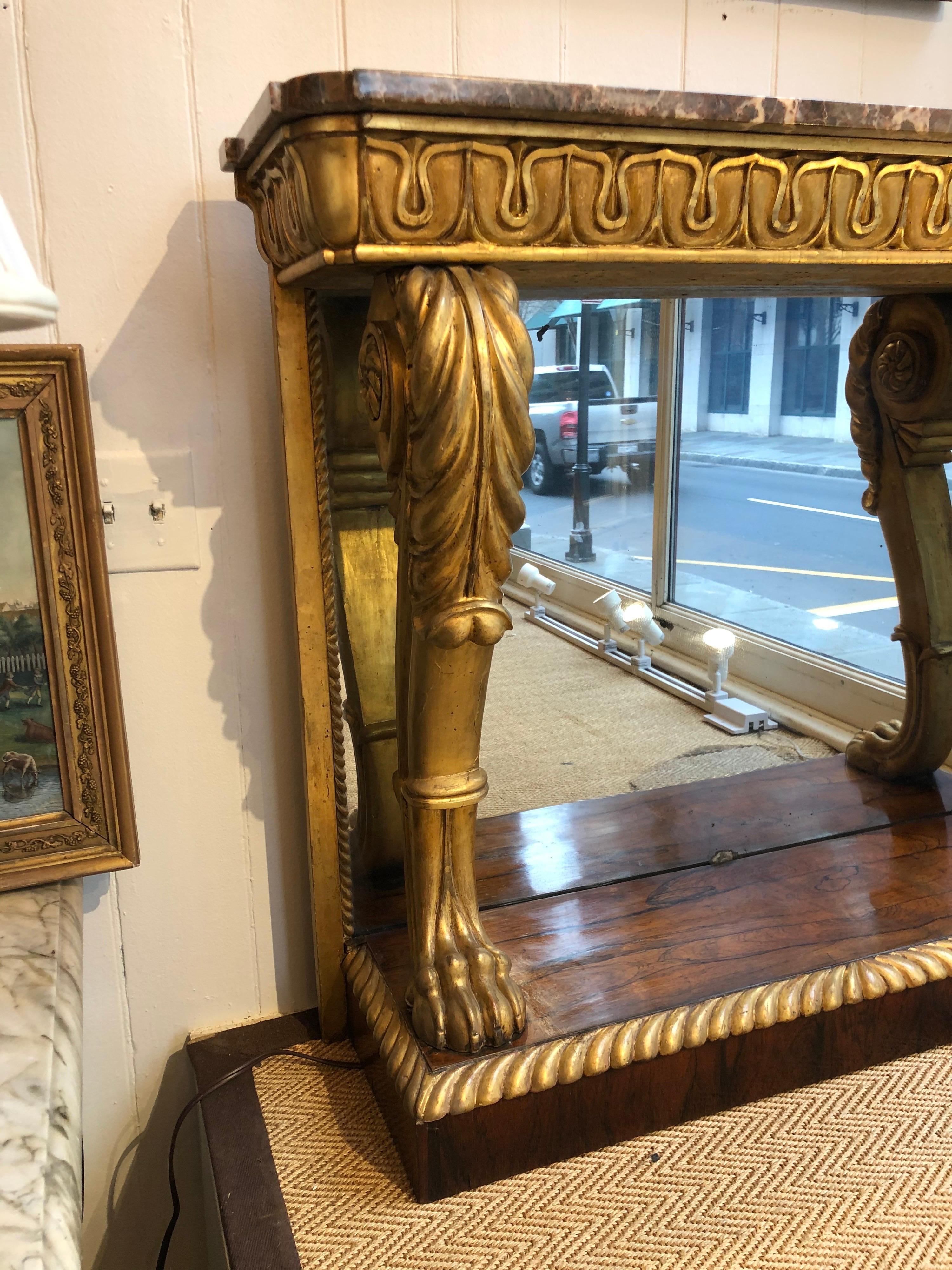 Early 19th Century English Regency Parcel-Gilt Console with Marble Top 4