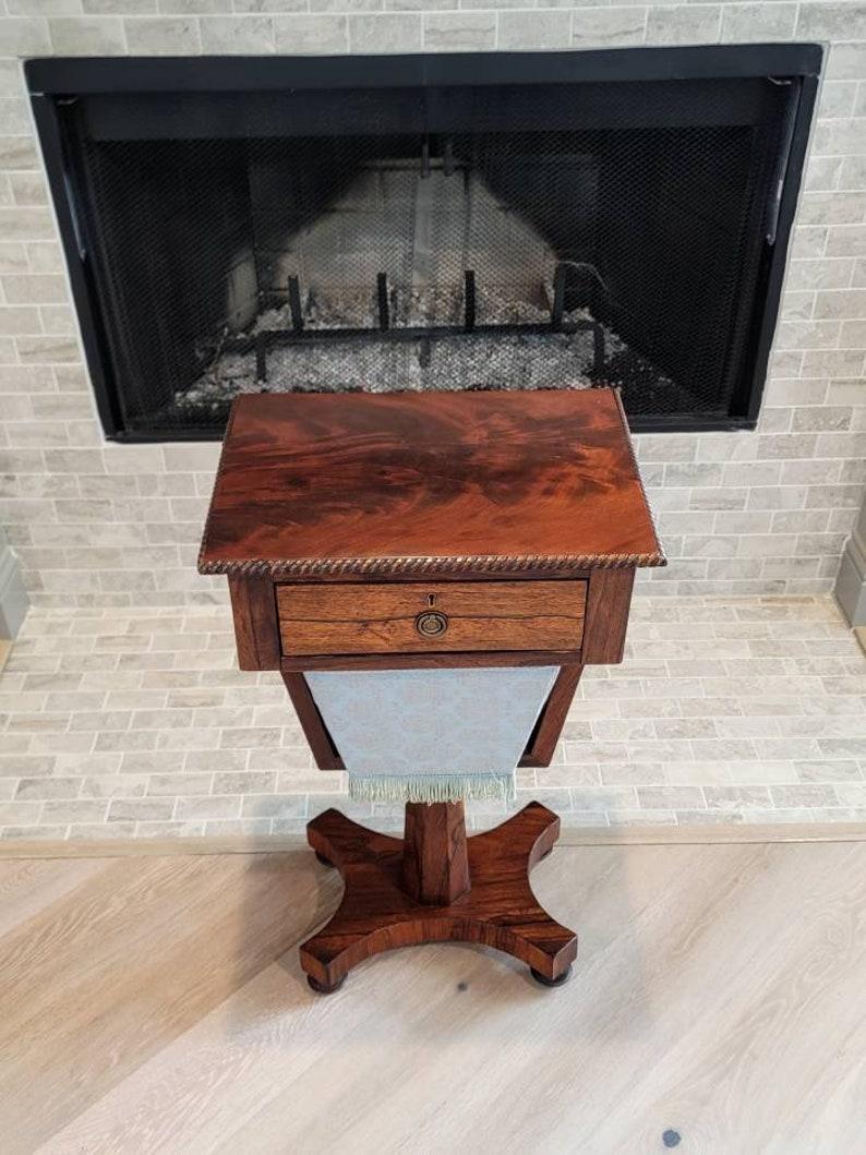 Fabric Early 19th Century English Regency Period Sewing Table For Sale