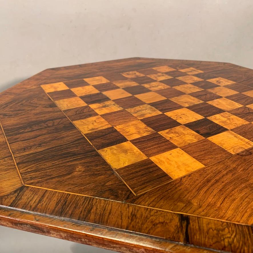 Inlay Early 19th Century English Regency Rosewood and Brass Inlaid Games Tripod Table