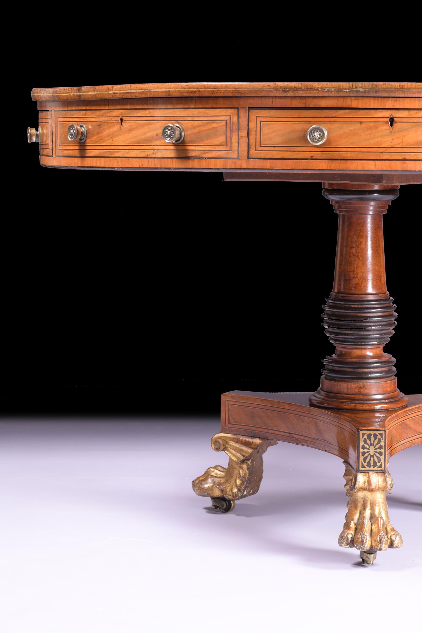 Early 19th Century English Regency Satinwood Centre/Drum Table For Sale 8