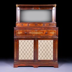 Early 19th Century English Regency Secretaire Chiffonier Side Cabinet