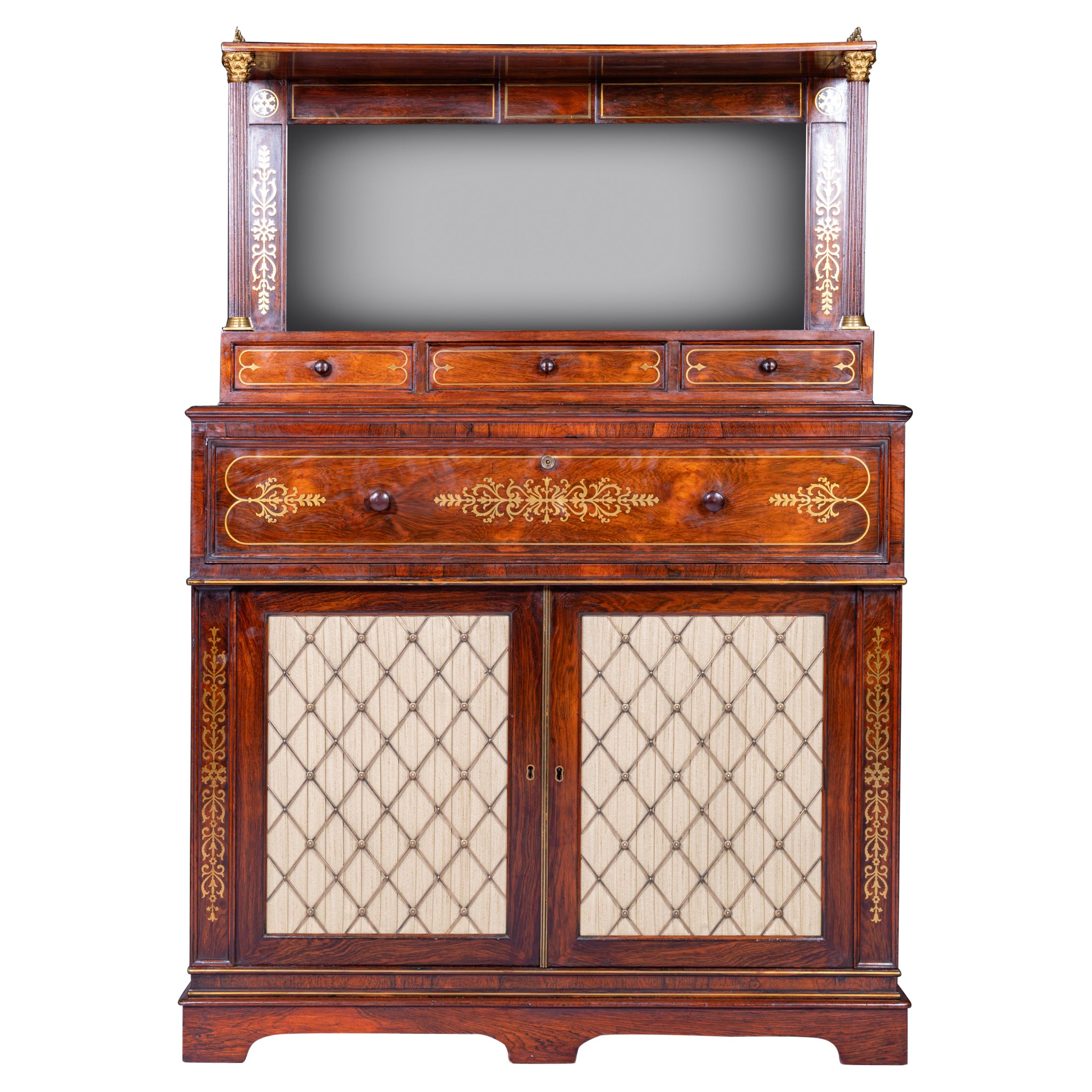 Secretaire Chiffonier Side Cabinet inglese dei primi del XIX secolo