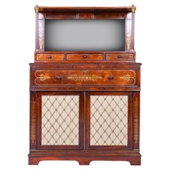 Early 19th Century English Regency Secretaire Chiffonier Side Cabinet