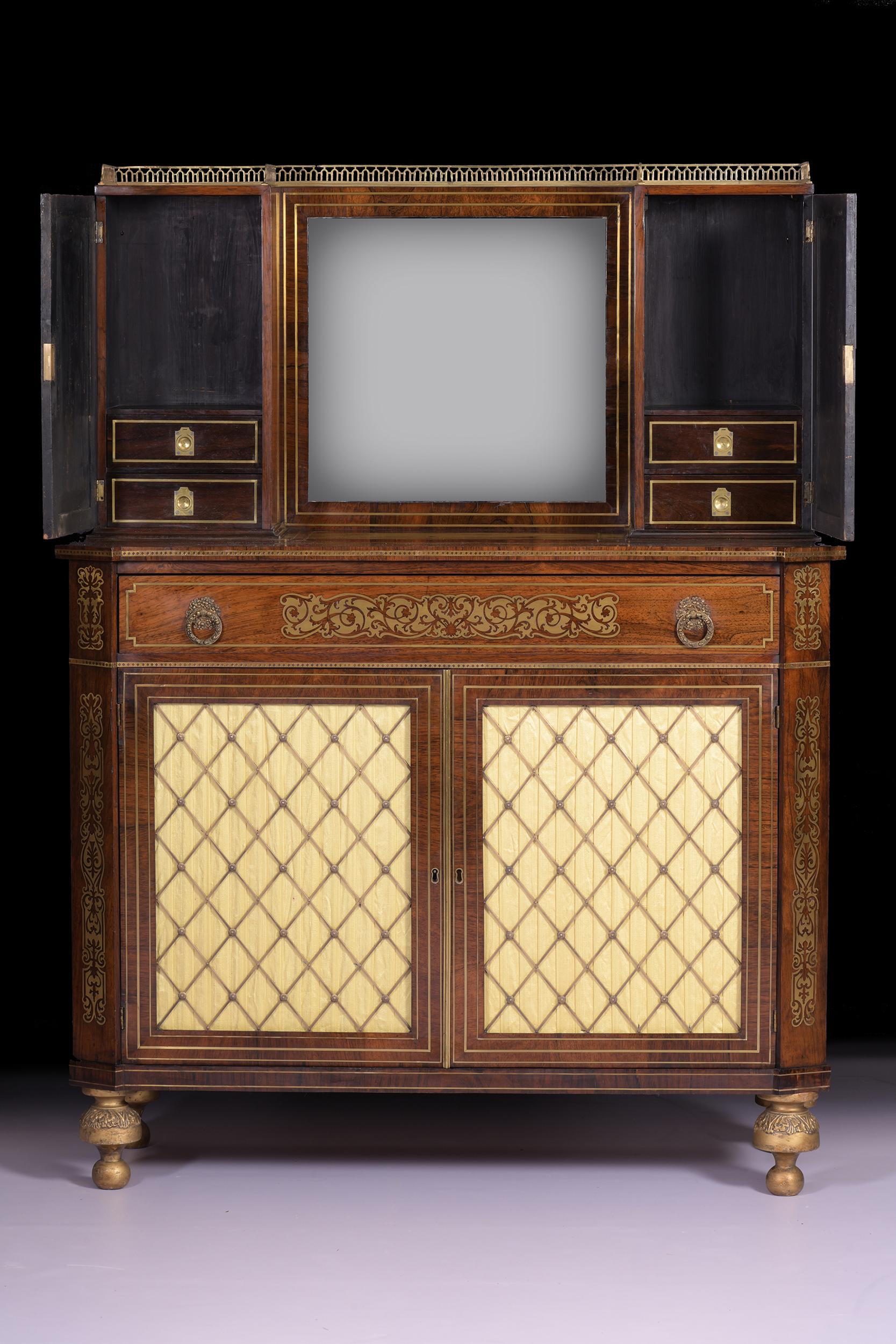 Inlay Early 19th Century English Regency Side Cabinet in the Manner of John Mclean For Sale