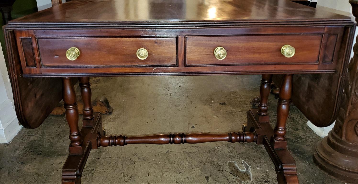 Brass Early 19th Century English Regency Sofa Table For Sale