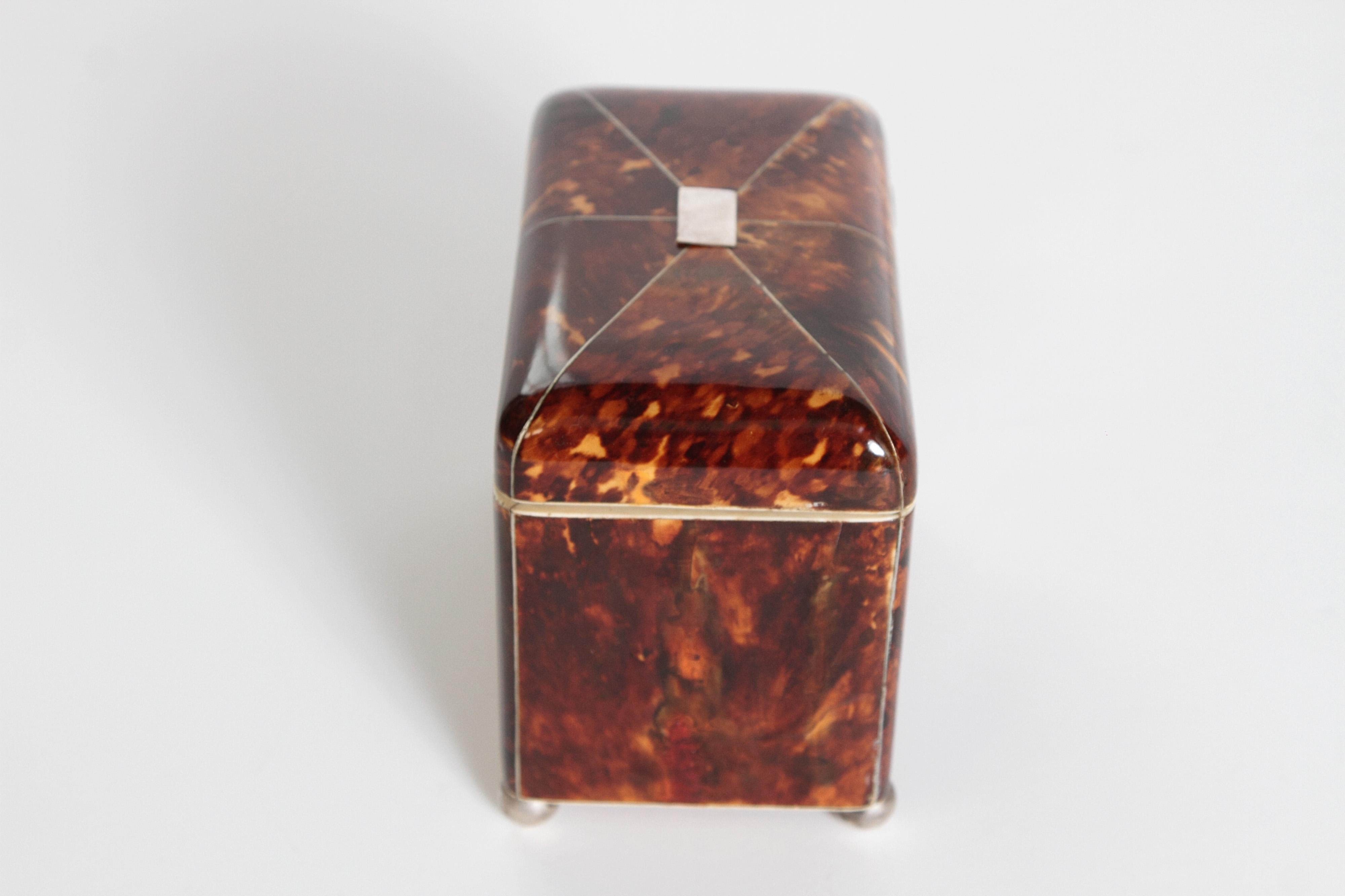 Hand-Crafted Early 19th Century English Regency Tortoiseshell Tea Caddy