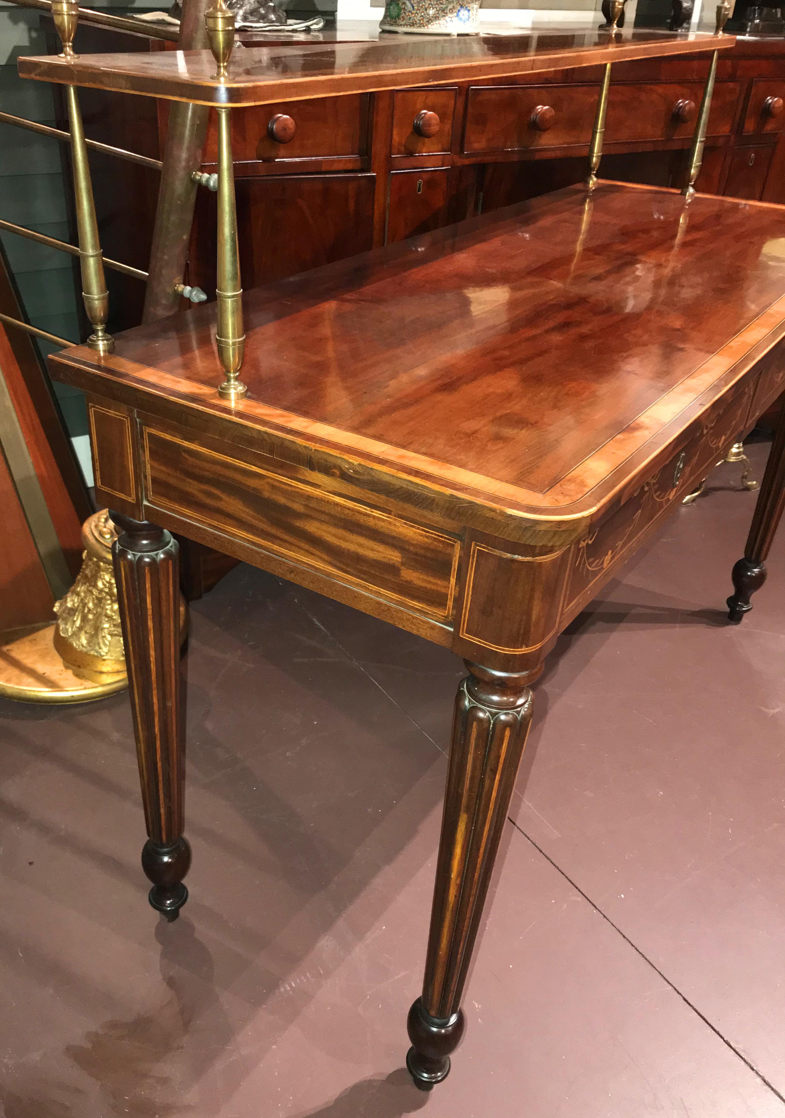 Brass Early 19th Century English Regency Two-Tier Mahogany Server or Sideboard